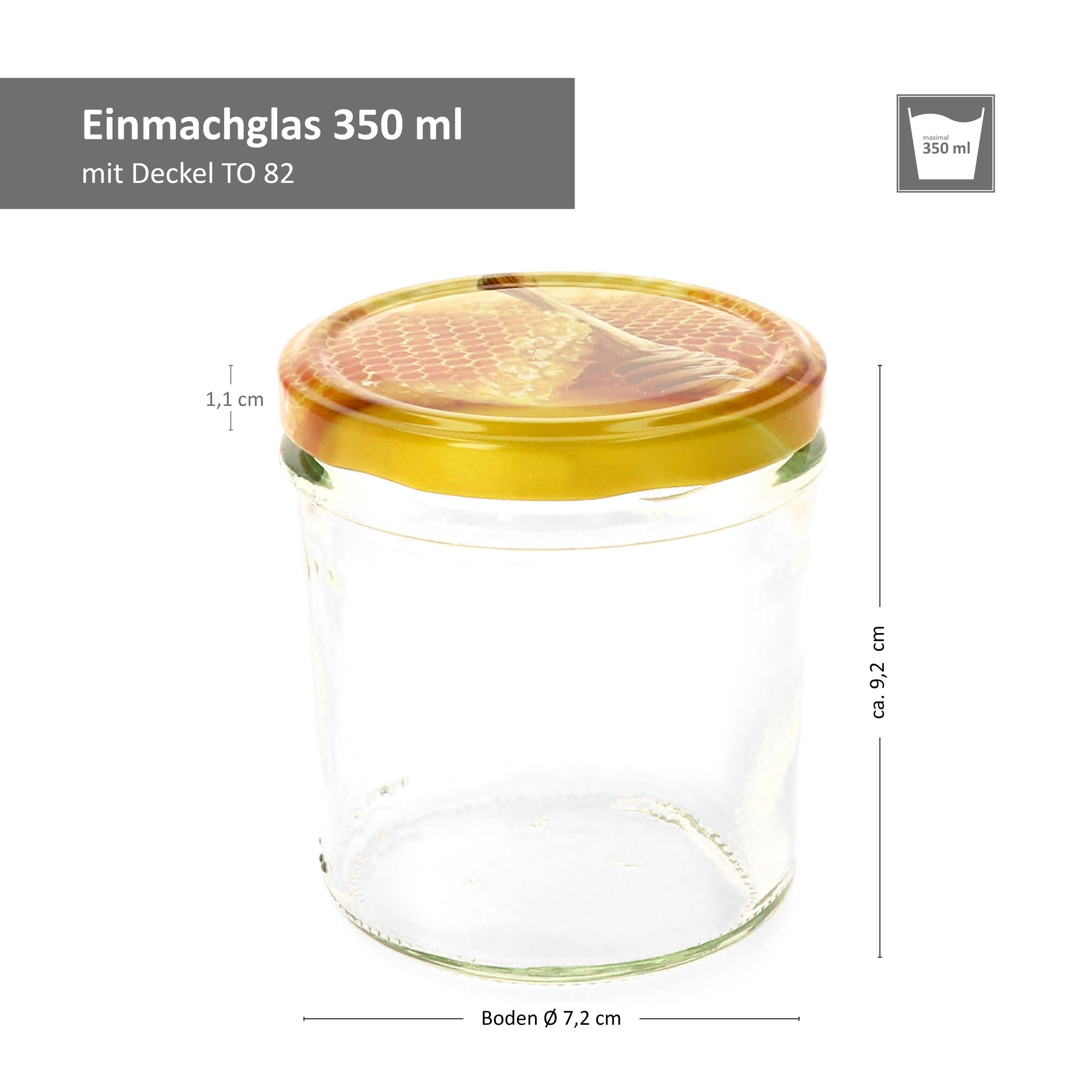 MamboCat Einmachglas 25er Honigwabe ml mit Set Rezeptheft, Deckel 350 Sturzglas incl. Glas Carino
