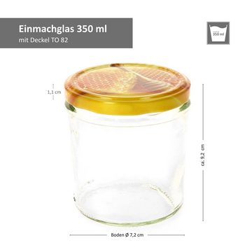 MamboCat Einmachglas 25er Set Sturzglas 350 ml Carino Deckel mit Honigwabe incl. Rezeptheft, Glas