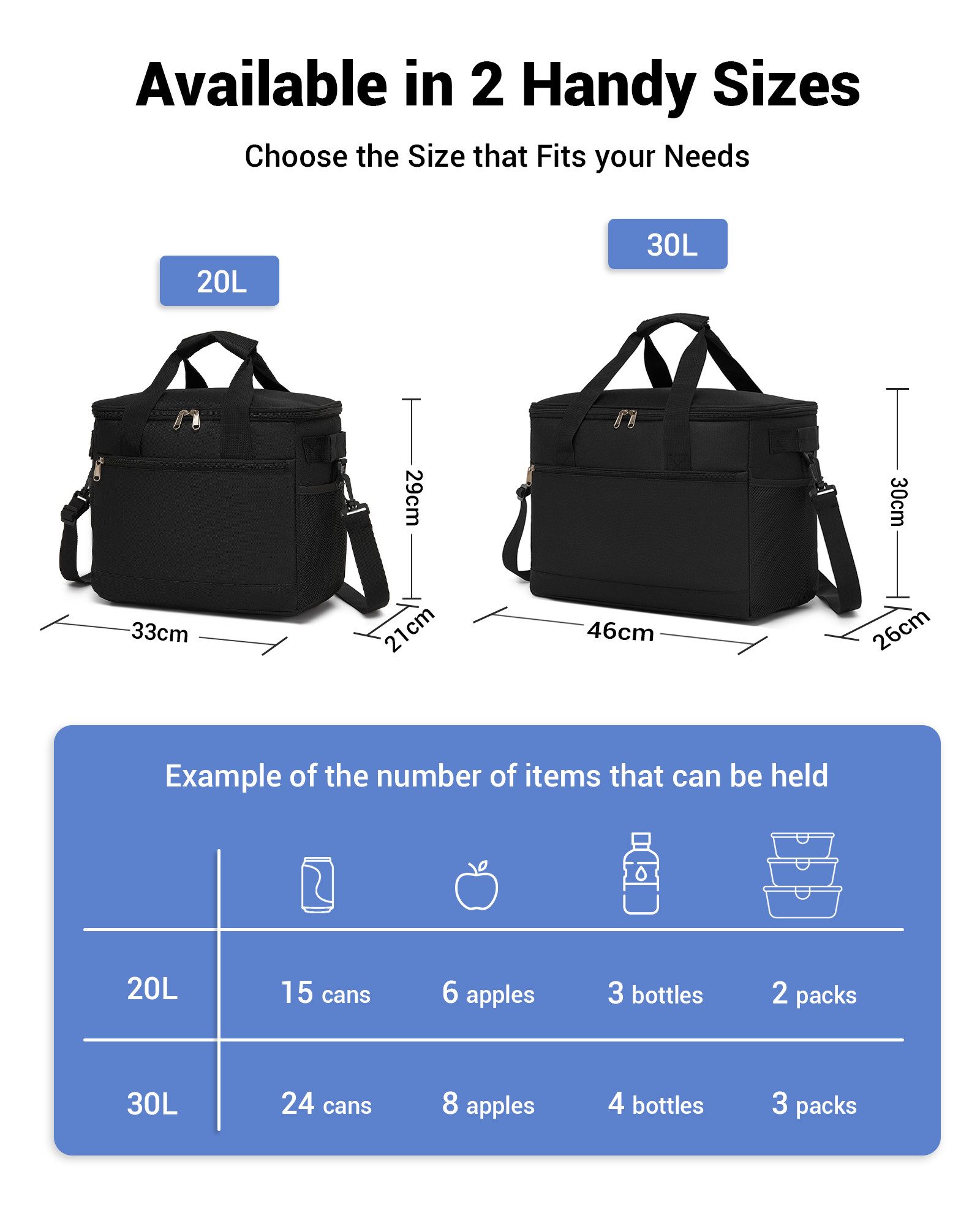 KONO Picknicktasche, Große isolierte Kühltasche mit langer Kühl- und Warmhaltefunktion
