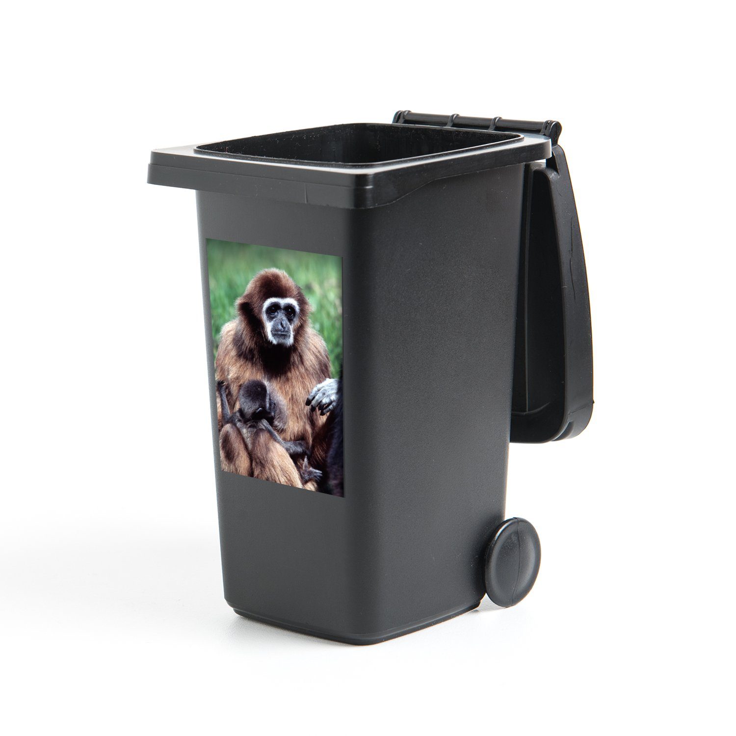 MuchoWow Wandsticker Affe - Abfalbehälter (1 Pflanzen - Container, Jung Mülleimer-aufkleber, Mülltonne, St), Sticker