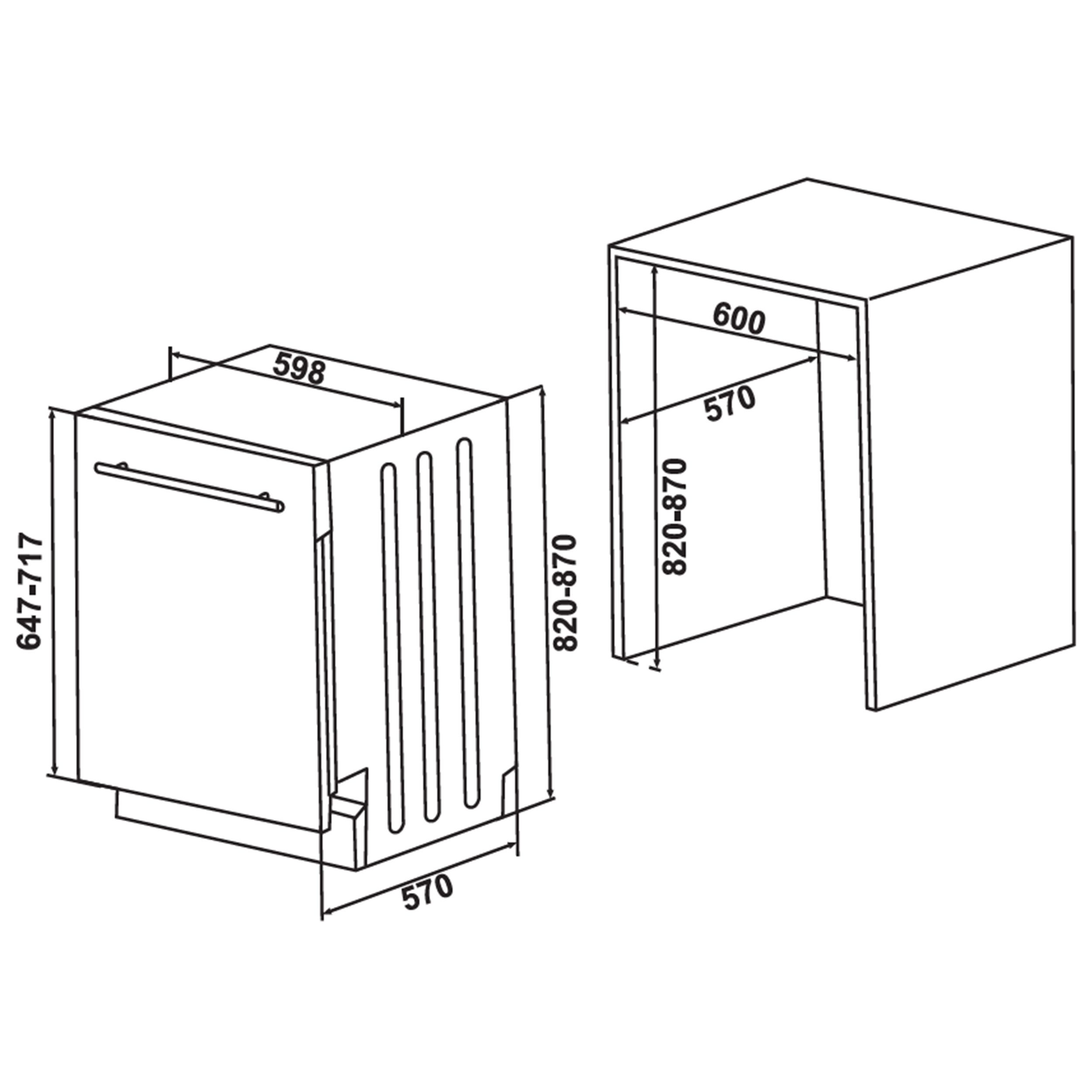 Daewoo vollintegrierbarer Geschirrspüler DBFS33N49E61-DE, 9 l, 16 Maßgedecke, Einbau Spülmaschine vollintegriert 60 cm, 9 Programme, AquaStop, 49 dB – Bild 4 von 5