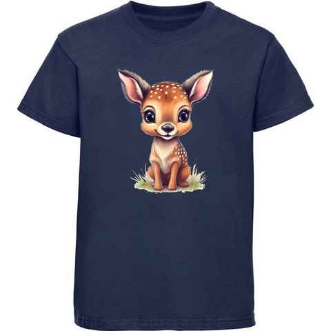 MyDesign24 T-Shirt Kinder Wildtier Print Shirt bedruckt - Baby Reh Rehkitz Baumwollshirt mit Aufdruck, i269