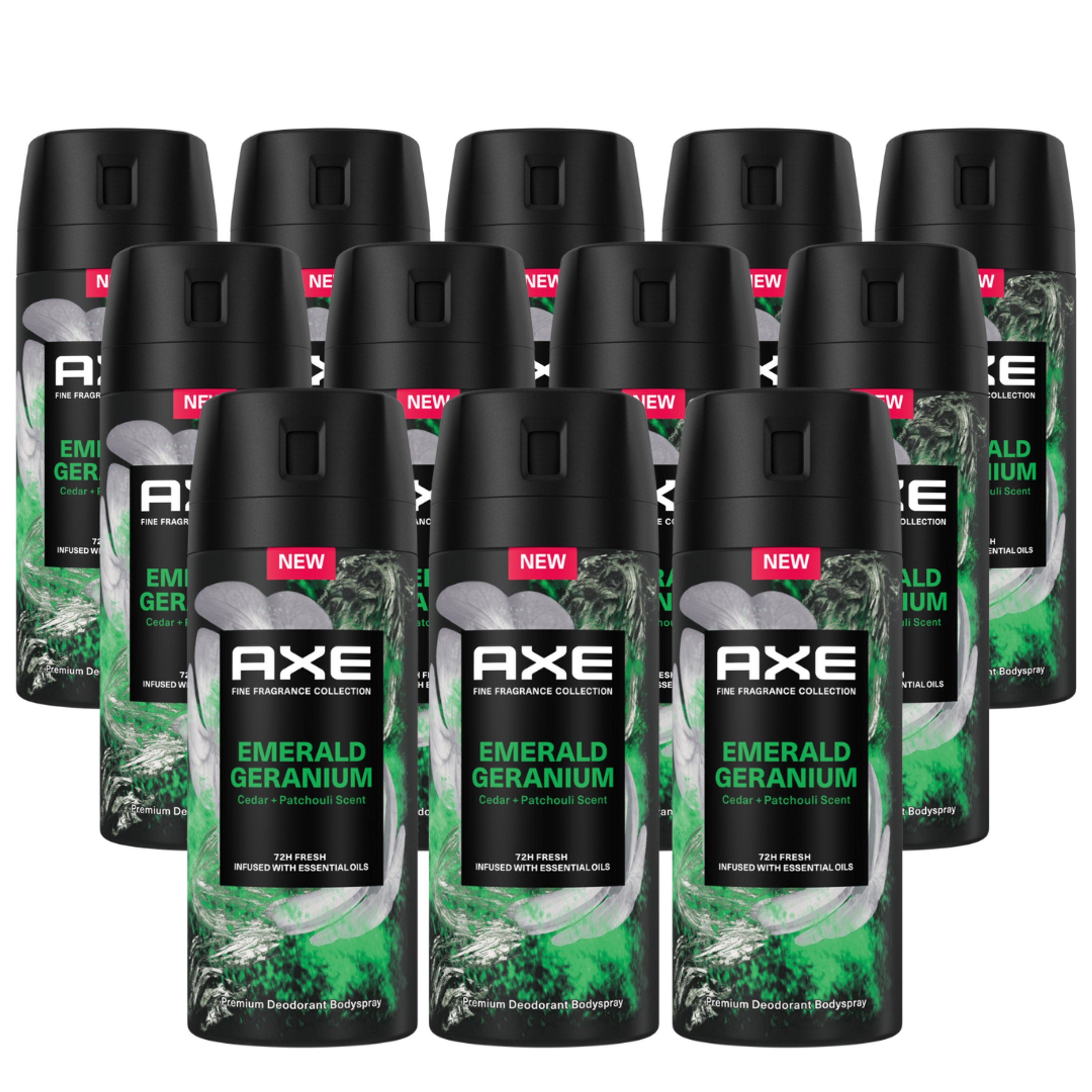 Deo-Set Emerald Premium ohne 12x150ml Geranium axe Bodyspray Aluminiumsalze Deo