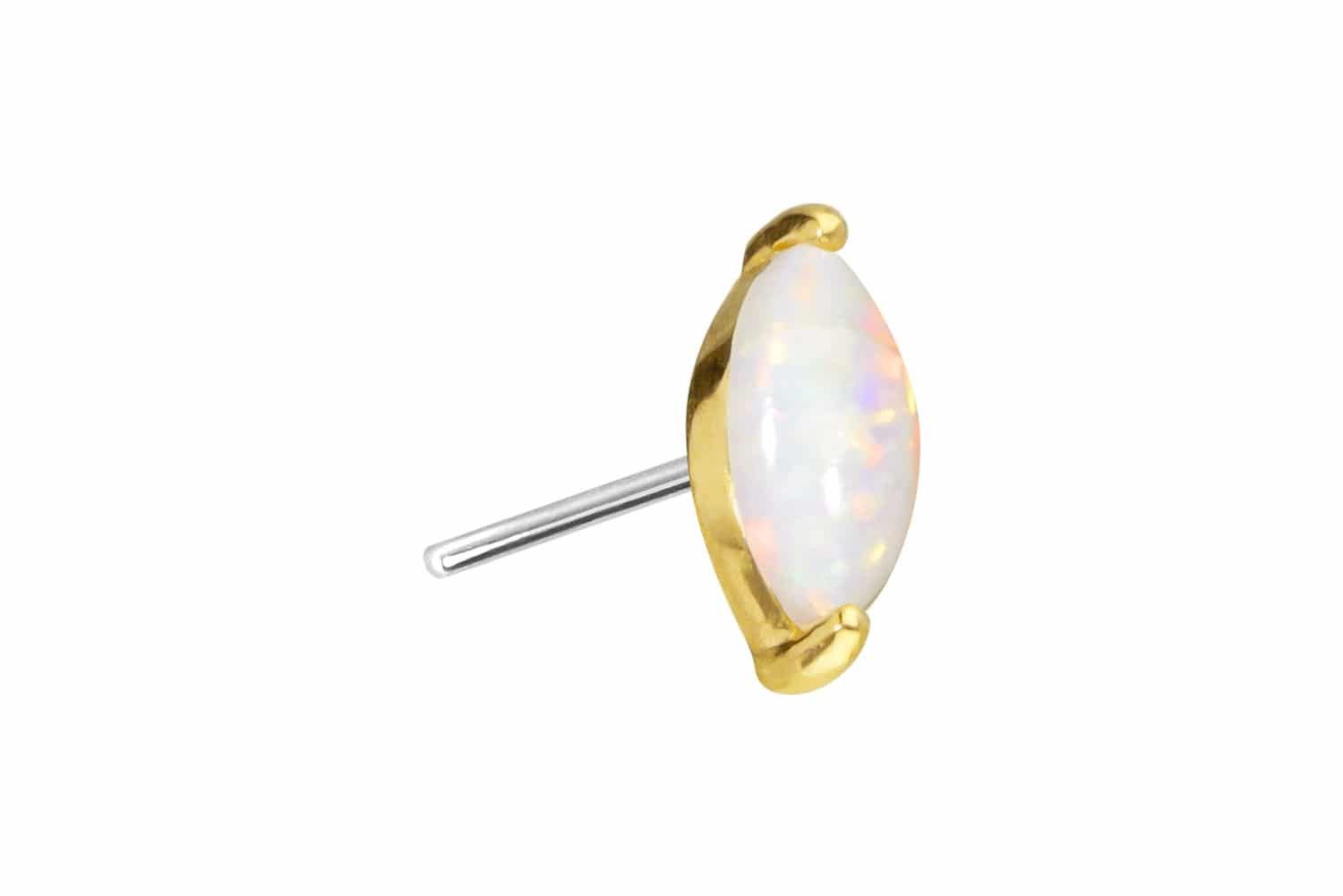 Piercing-Set 14 Karat Gold Aufsatz mit Titan Push Pin OVALER SYNTHETISCHER OPAL