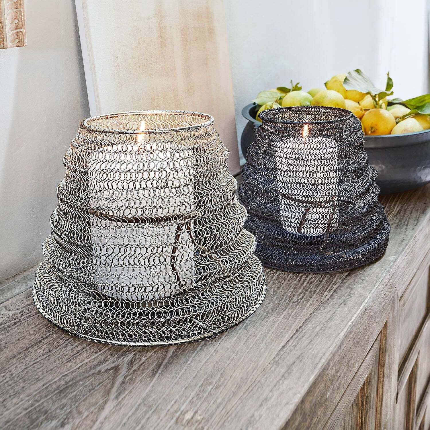 Mirabeau Windlicht Windlicht 2er Set Freyal schwarz/silber (2er Set, 2er Set)