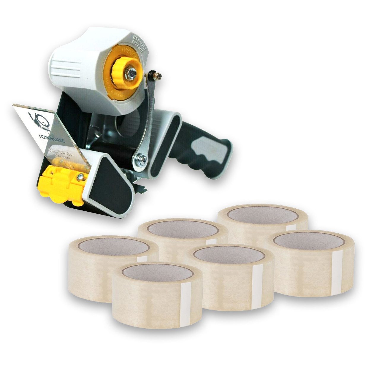 ARLI Klebeband 6x Klebeband Packband PP 48 mm x 66 m mit Handabroller (Klebe-Band 6- St, Handabroller, 1-St., Set) K206B Twincore Abroller mit Bremse