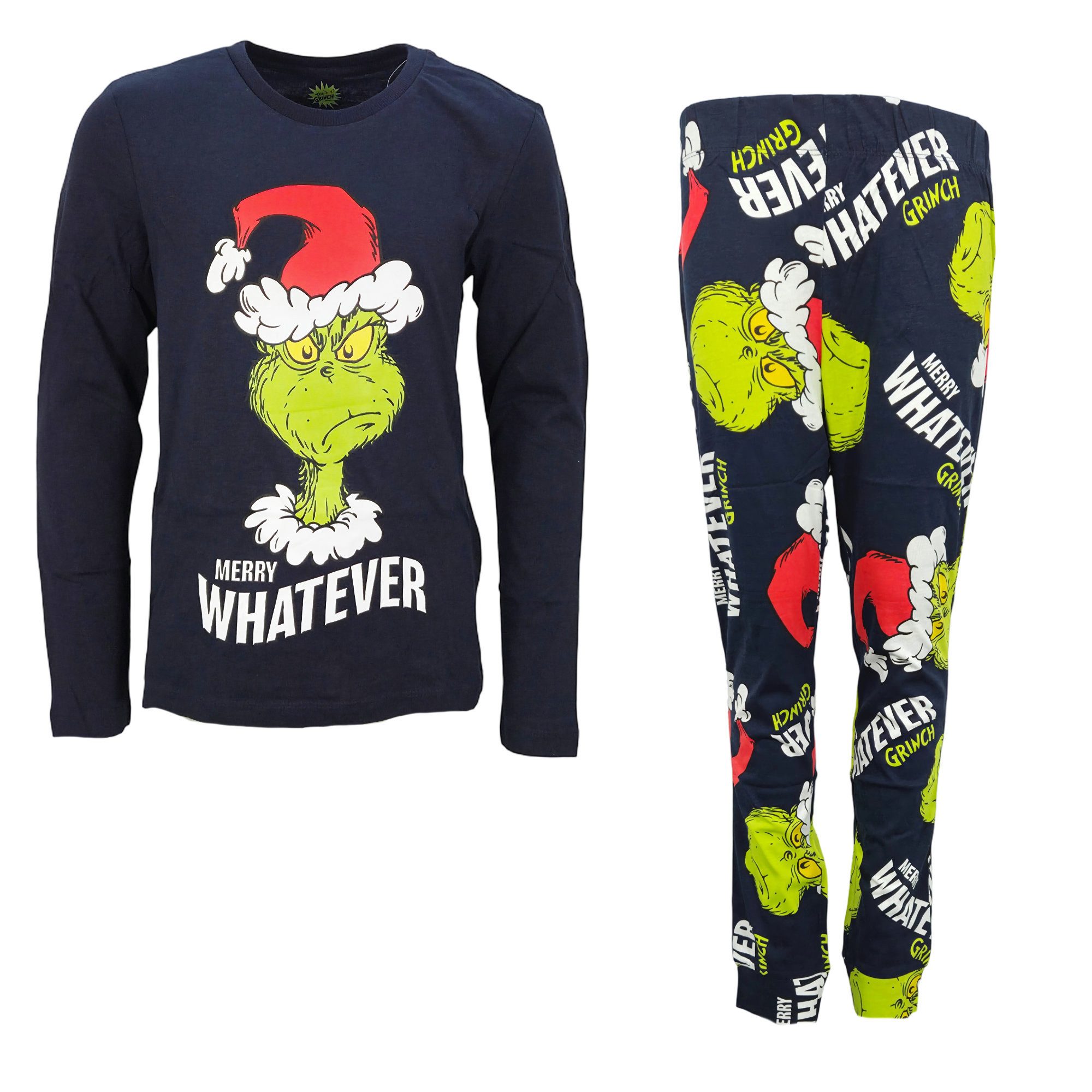 Disney Schlafanzug Disney der Grinch langarm Schlafanzug Pyjama Shirt Hose 100% Baumwolle, Gr. 134 bis 176