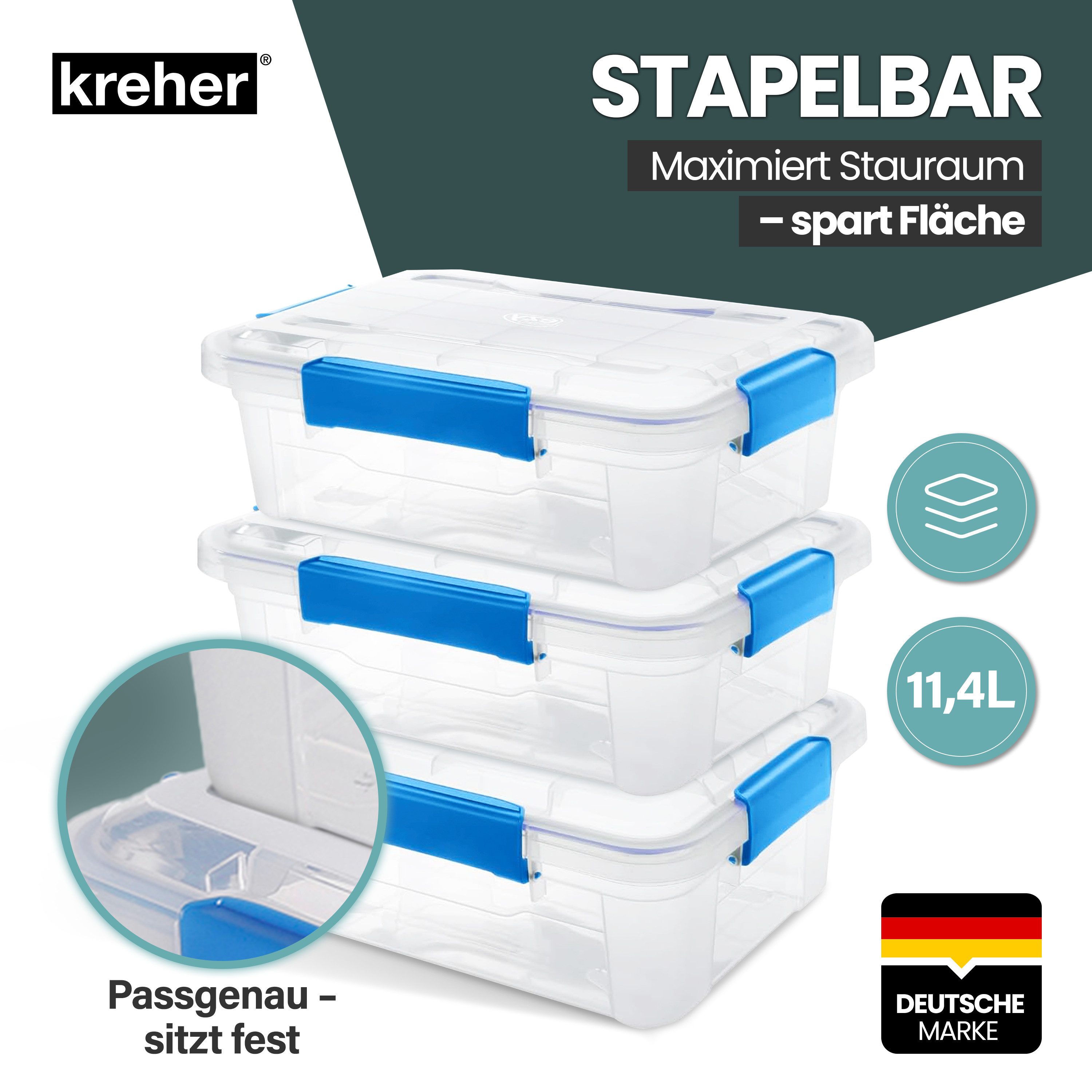 Kreher Aufbewahrungsbox mit Deckel und Dichtungsring (IP67) in verschiedenen Größen (1 St)