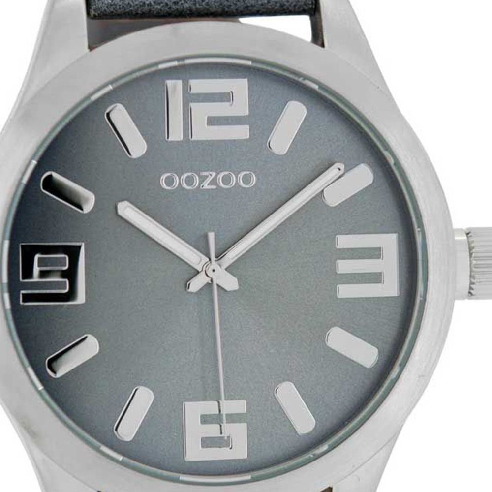 (ca. Damen Damenuhr rund, Lederarmband, Armbanduhr Oozoo groß OOZOO 46mm) C1060, Quarzuhr Fashion-Style extra Timepieces