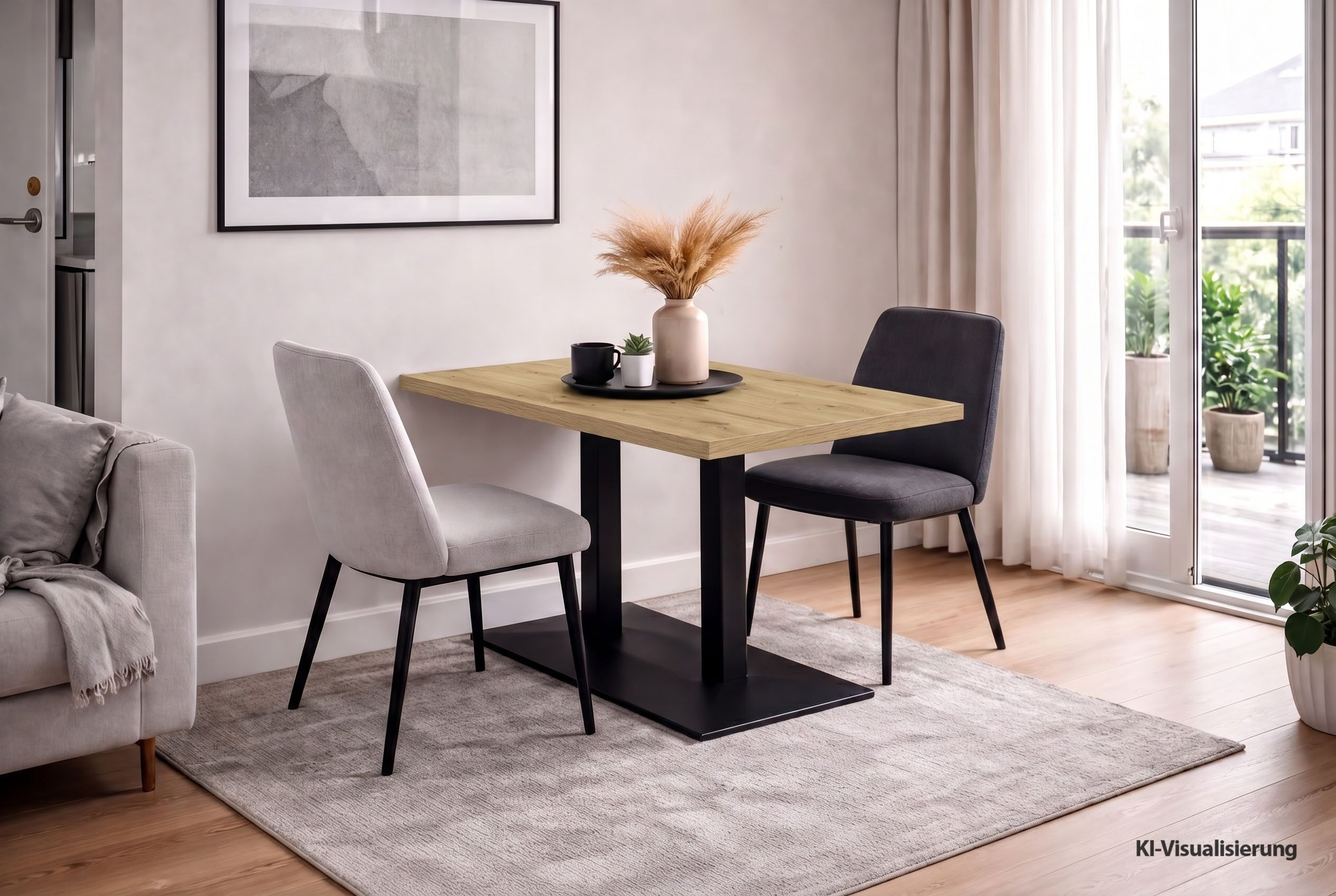 Mäusbacher Bistrotisch Big Bistro Metall, Doppelsäulengestell, eckige Platte BHT 120x75x70 cm