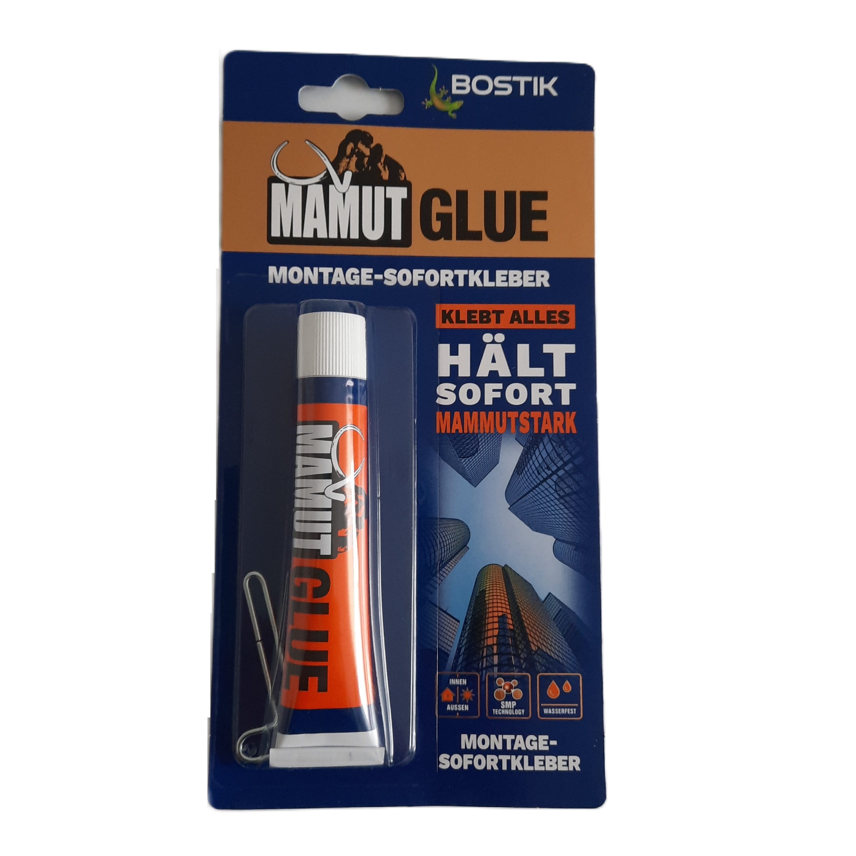 BOSTIK Klebstoff Bostik Mamut Glue 1K Hybrid Klebstoff 38g Tube weiß Montagekleber, Klebt innen, außen sowie unter Wasser