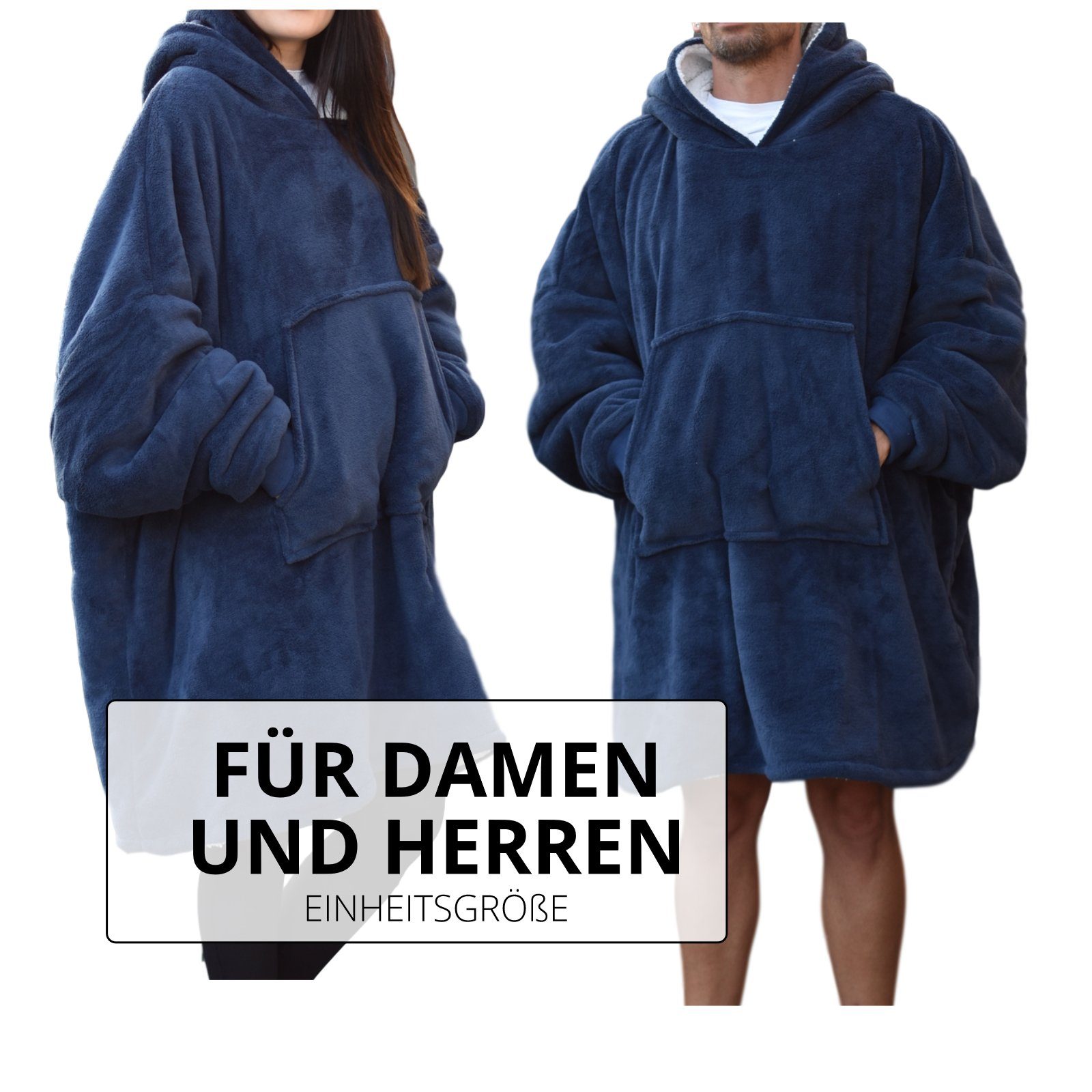 Übergröße Für HOMELEVEL Damen Herren, - Blau - Kuscheliger Flanell-Bademantel Bademantel & 3XL Polyester