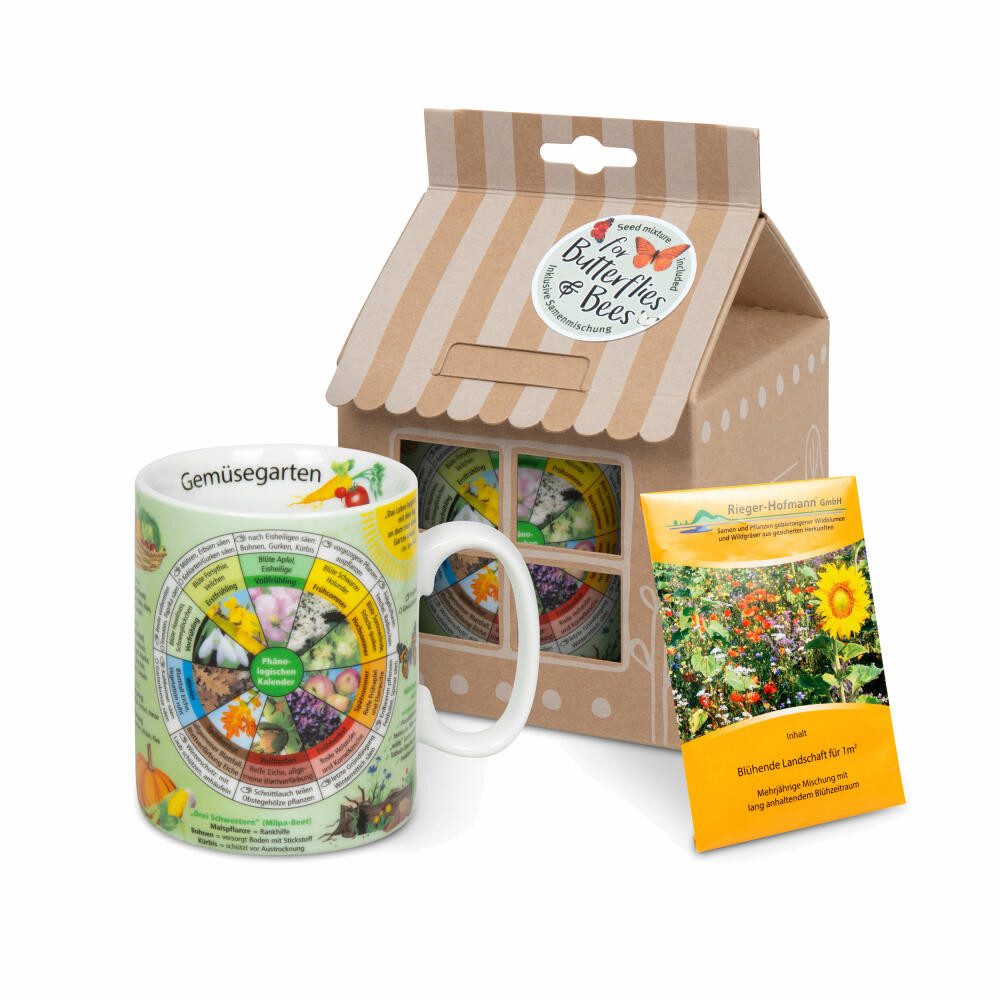 Könitz Becher Wissensbecher Gemüsegarten, Porzellan, mit Samentüte