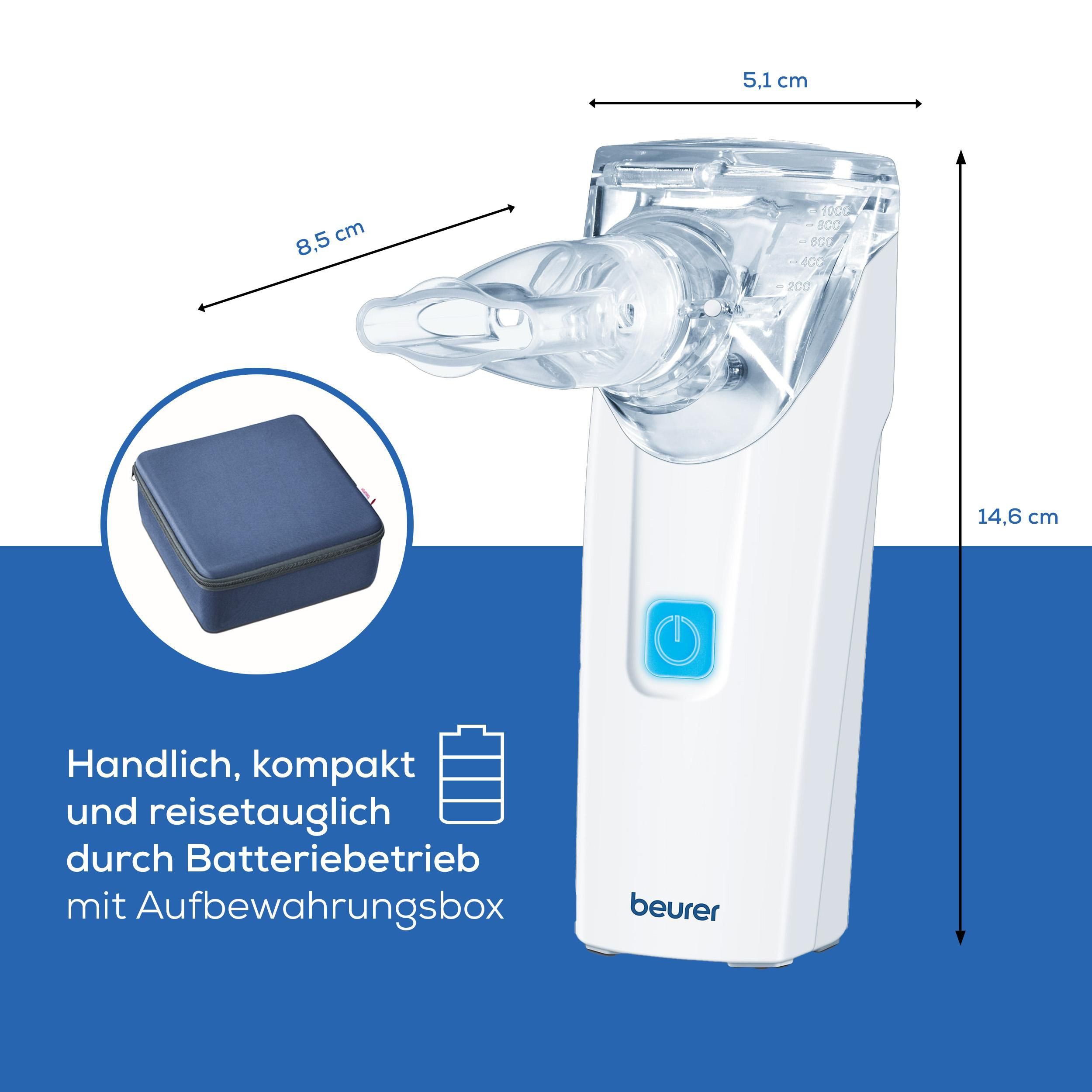 BEURER Inhalationsgerät IH 55 Inhalator zur Behandlung der oberen und unteren Atemwege, Set 7-tlg., Inhalierer bei Erkältungen, Asthma und Atemwegserkrankungen