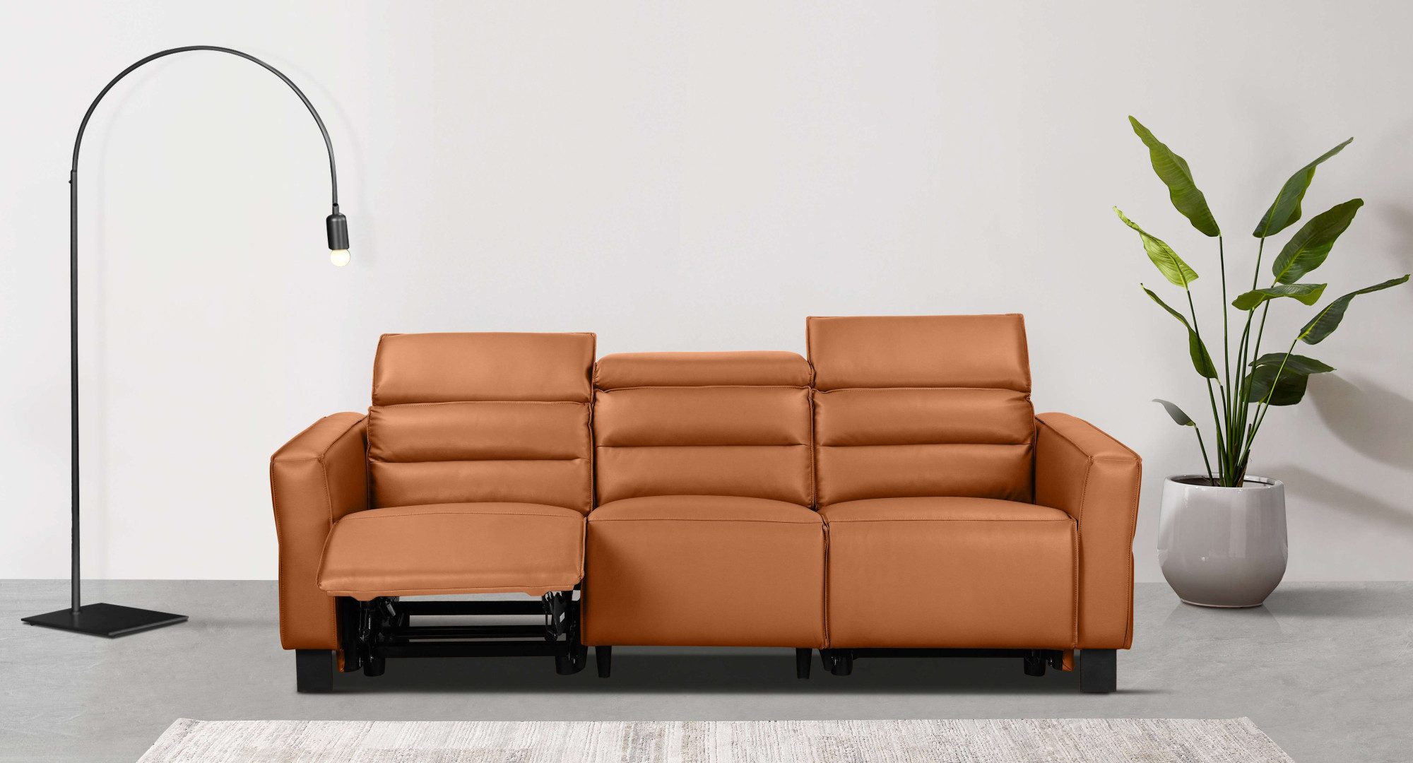 Places of Style 3-Sitzer Carpari, 224cm, manuelle od. elektrische Relaxfunktion in 2 Sitzen, mit USB-A/C, Kopfteilverstellung, Echtleder, Kunstleder, Webstoff