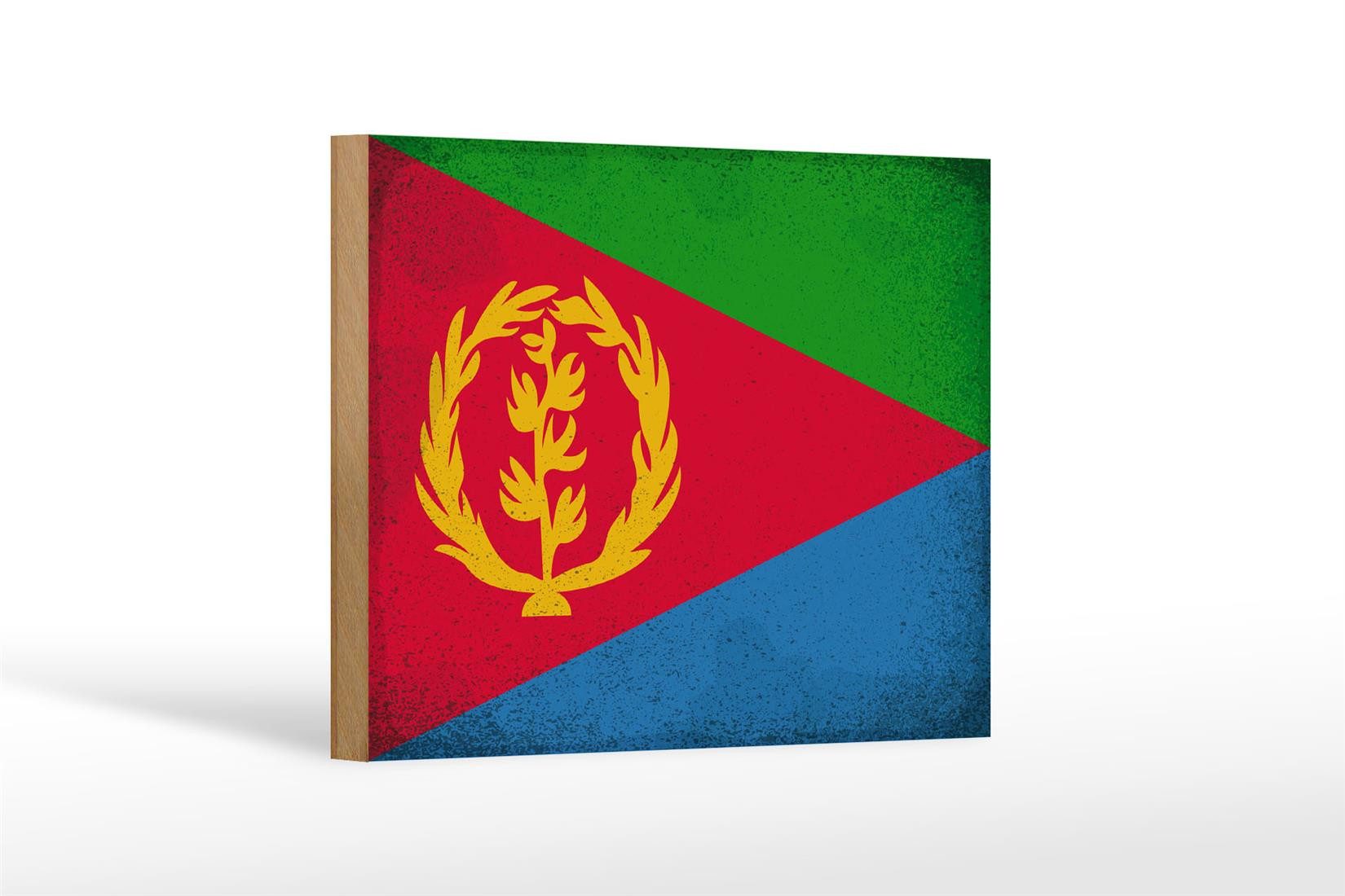 Femer GmbH Holzbild Flagge Eritrea 18x12 cm Flag of Eritrea Vintage, Flaggen (1 St), Glatte Holzfaserplatte (MDF), vorn beschichtet