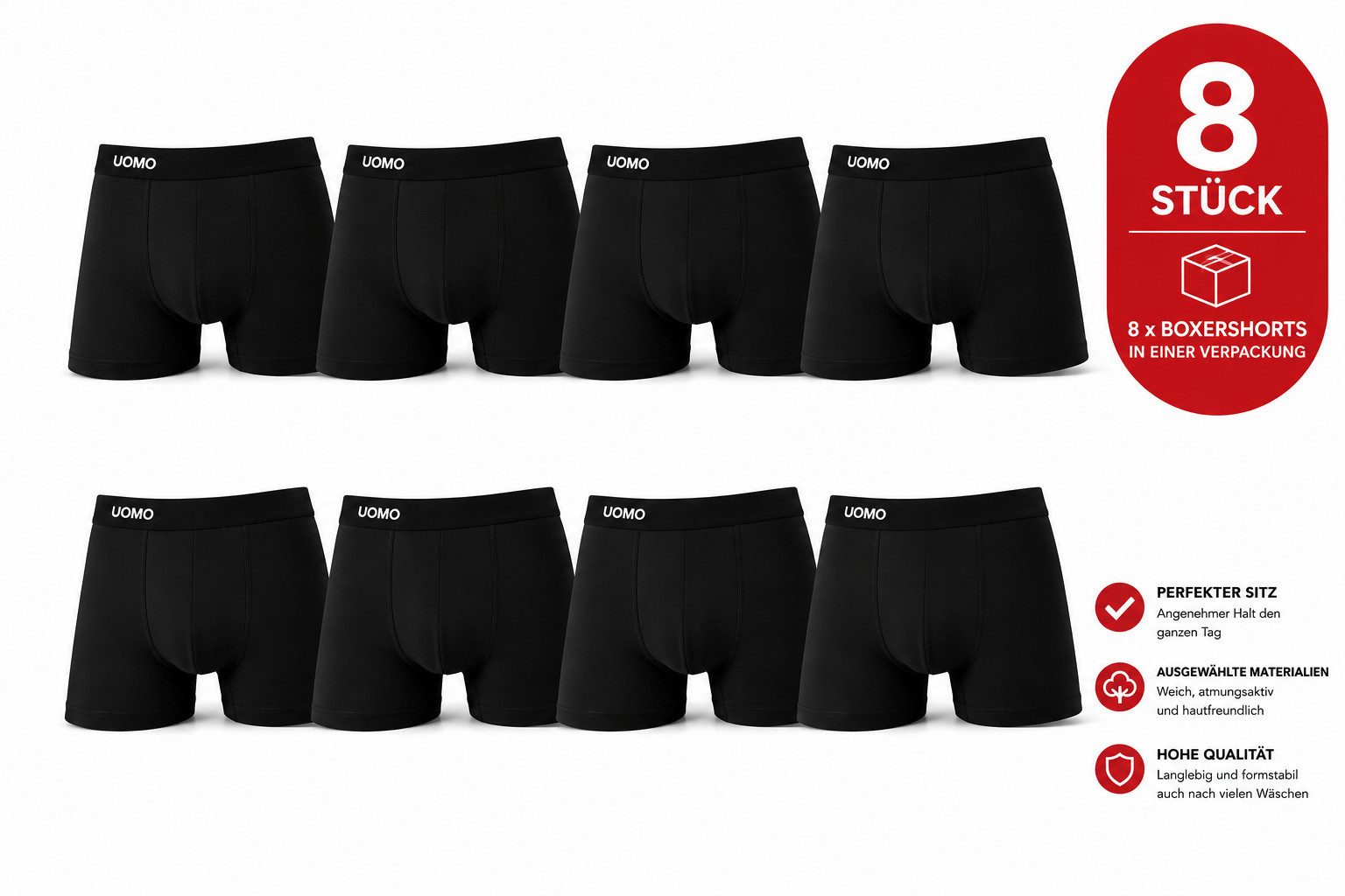 Boxershorts Uomo Retro Boxershorts 8er Pack aus 95% Baumwolle