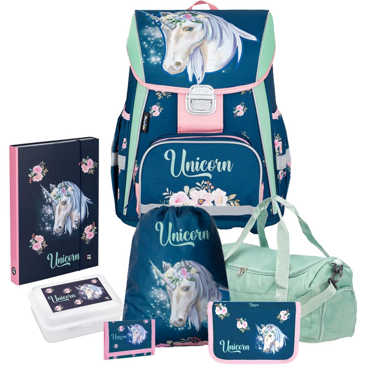 OXYBAG Schulranzen 1.Klasse Mädchen in unterschiedlichen Sets (7-tlg)