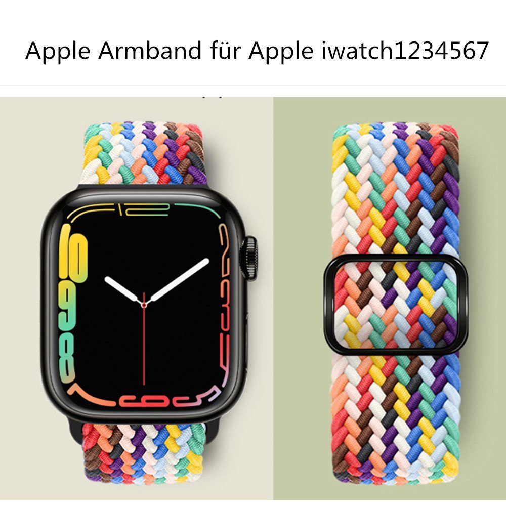 Geflochtenes Watch für iWatch Series 42/44/45mm, Stoff elastisches Uhrenarmband Armband und blackc Armband Band 7 für Nylon Apple Loop 38/40/41mm XDeer Sport