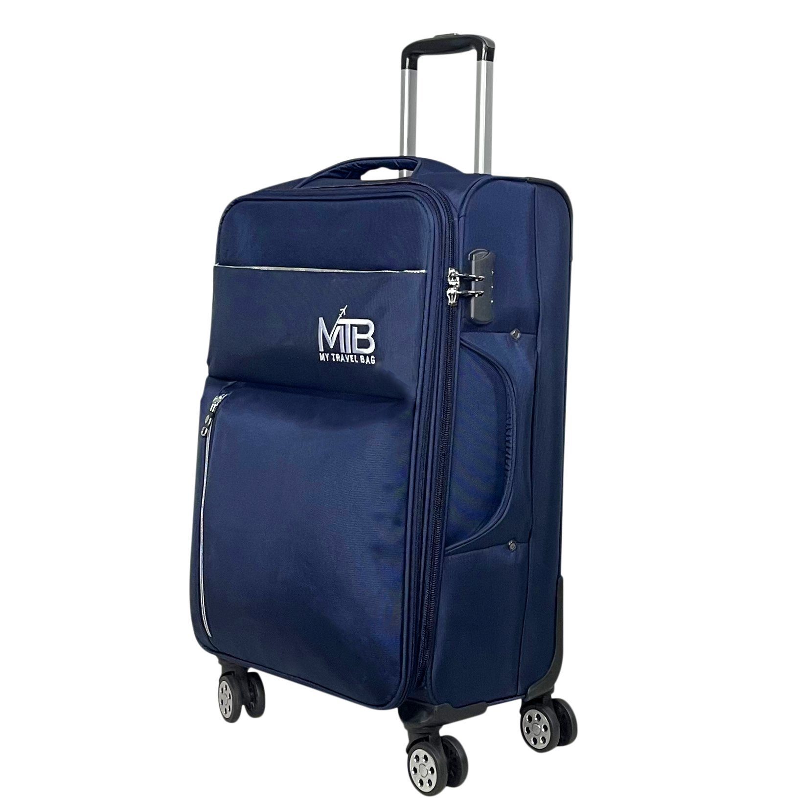 Stoffkoffer Reisekoffer erweiterbar (M/L/XL/XXL/Set) Blau Zwillingsrollen MTB Koffer