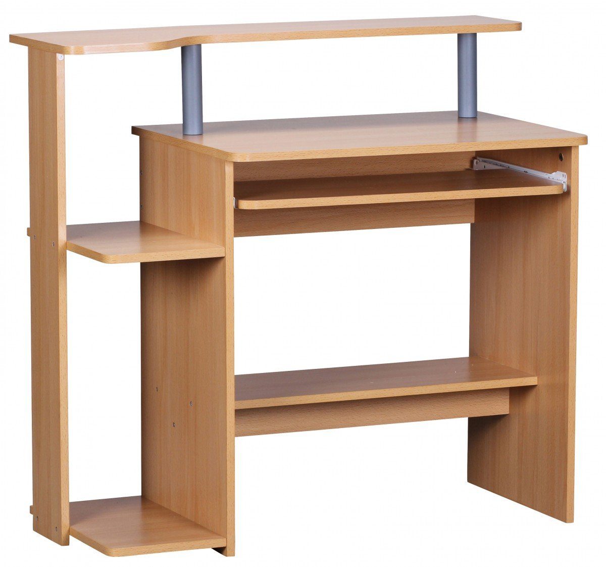 Wohnling Schreibtisch WL1.163 (Buche 94x90,5x48,5 cm mit Tastaturauszug Modern), Bürotisch Home Office, PC-Tisch mit Stauraum