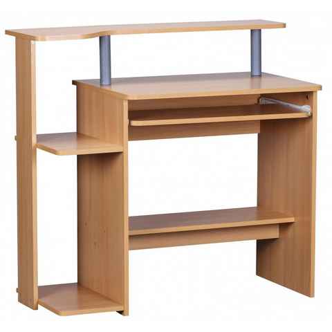 Wohnling Schreibtisch WL1.163 (Buche 94x90,5x48,5 cm mit Tastaturauszug Modern), Bürotisch Home Office, PC-Tisch mit Stauraum