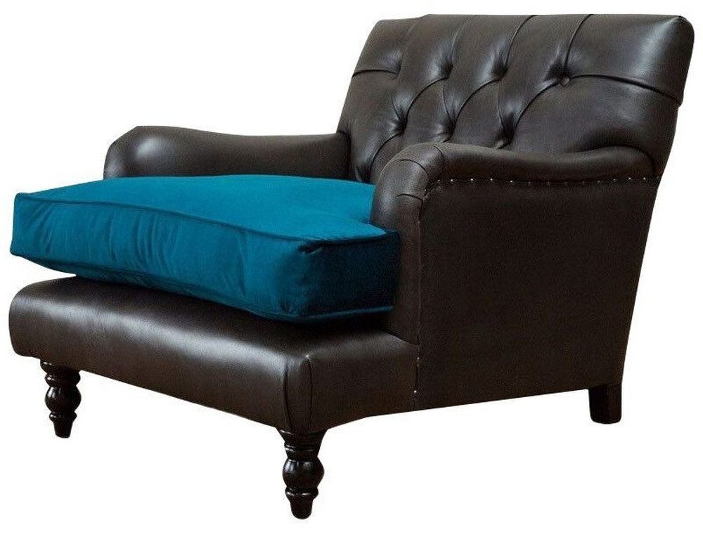 Xlmoebel Chesterfield-Sessel Chesterfield-Sessel aus grauem Leder mit individueller Gestaltung (Sessel), Hergestellt in Europa