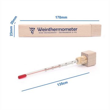 Lantelme Weinthermometer Weinthermometer im Holzetui, 2-tlg., 0-40 Grad Celsius, Buchenholz