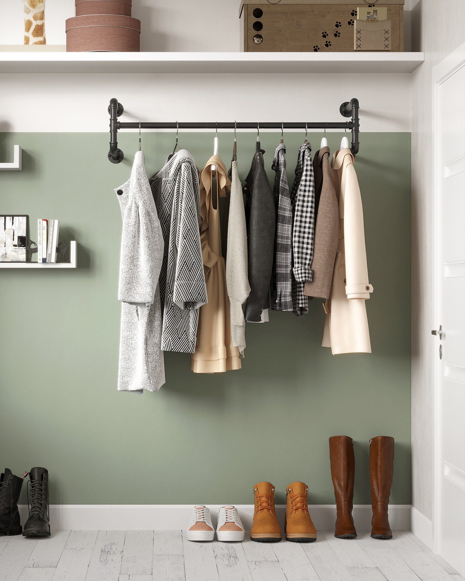 SONGMICS Kleiderstange (1 St), Wandmontage, bis 60 kg belastbar