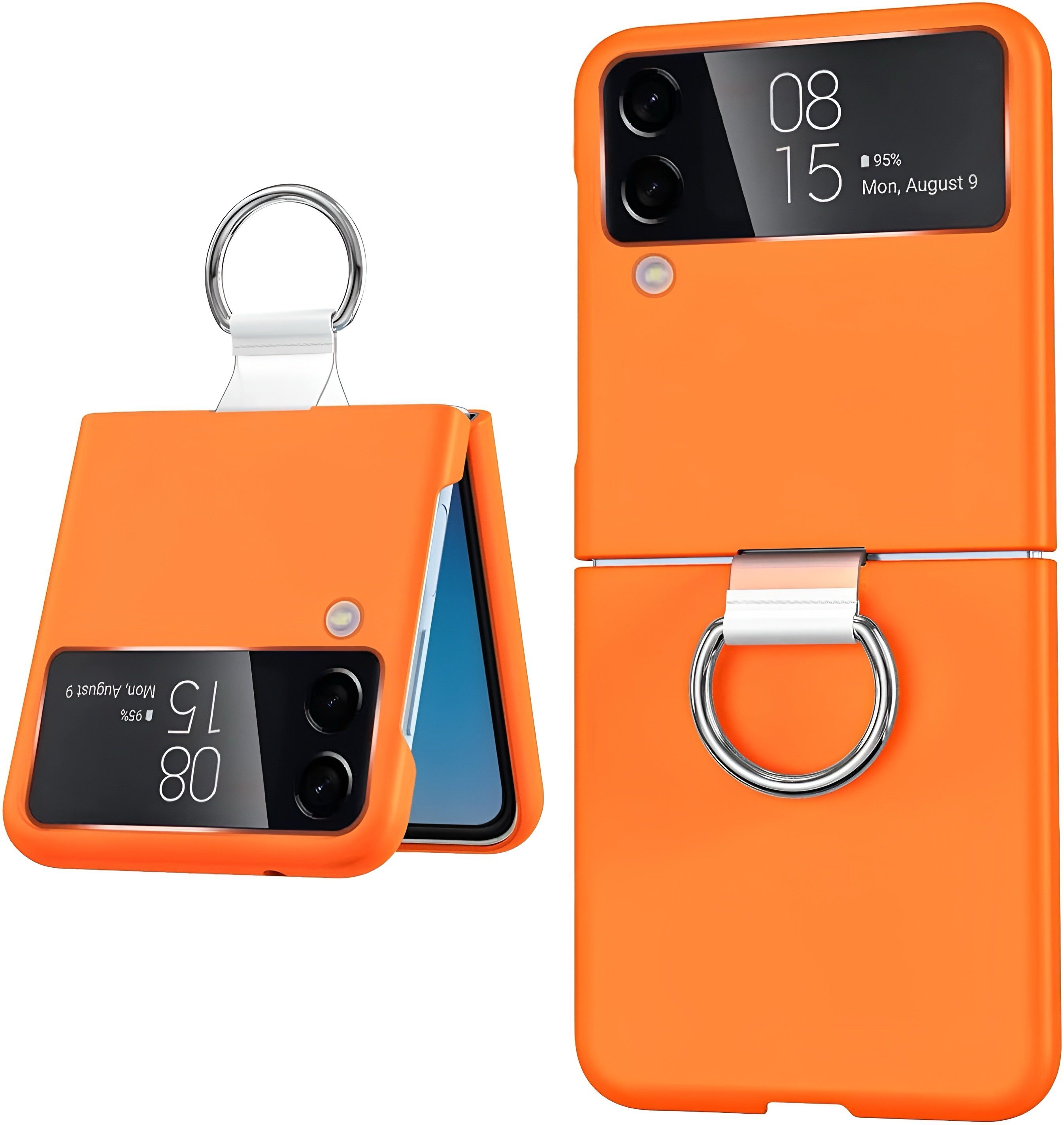 CULTZEN Handyhülle Anti-Fall Hülle Ringhalterung Hülle Samsung Galaxy Flip 4 Orange Faltbares Smartphone, Robuste Hülle, Elegant Design, Polykarbonat, Hochwertiger Schutz, Ultraleichte Abdeckung, Klappbare Faltbares Smartphone, Robuste Hülle, Elegant Design