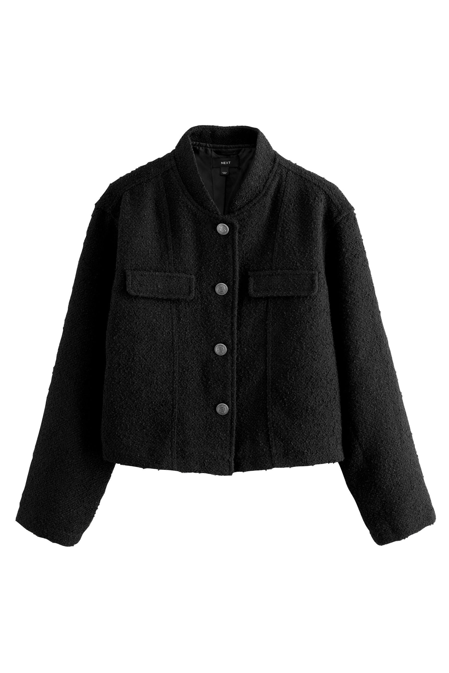 Next Jackenblazer Kragenlose Bouclé-Jacke (1-tlg) günstig online kaufen