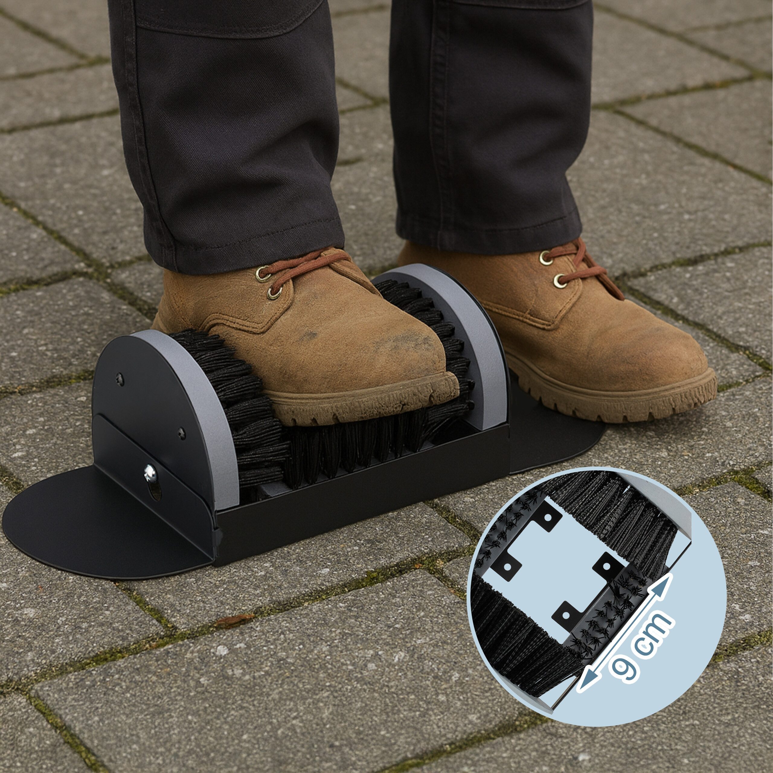 relaxdays Schuhputzbürste Schuhabstreifer mit Rundum-Bürsten