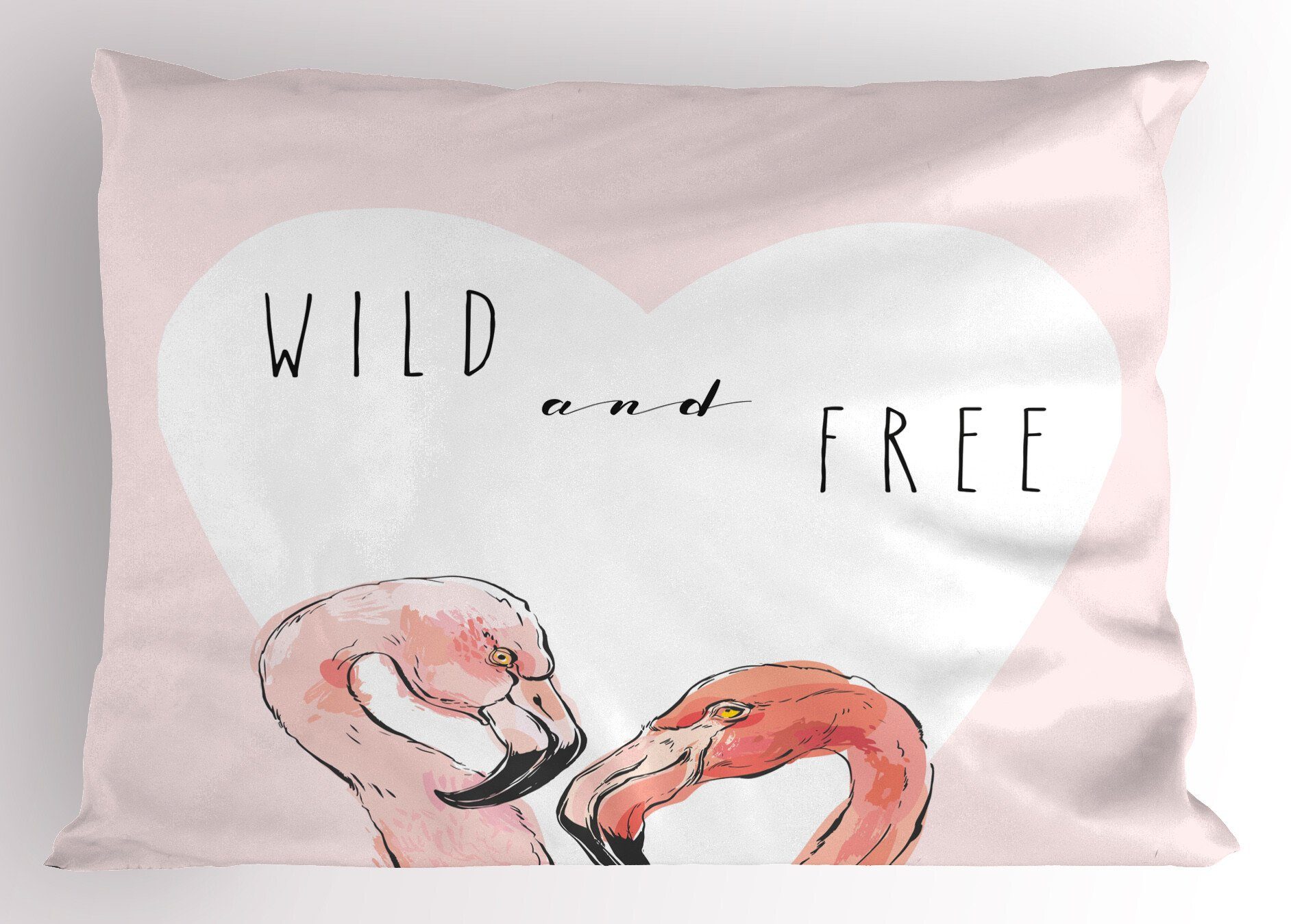 Stück), Abakuhaus Herz Size und Gedruckter (1 Pink frei Dekorativer Kopfkissenbezug, Flamingo Queen Wild Kissenbezüge