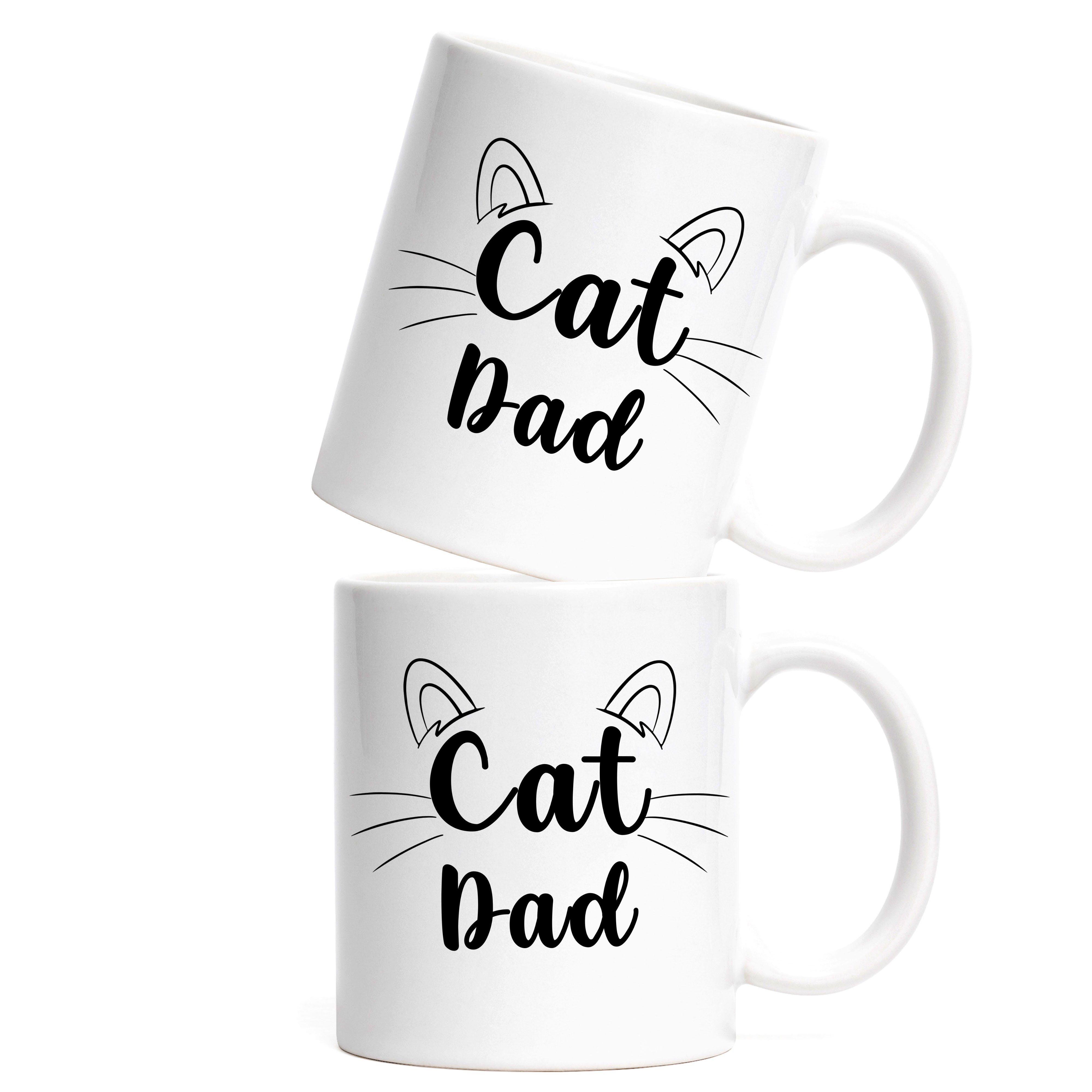 Weiß Katzenbesitzer Kaffeetasse, Keramik Geschenk Hey!Print Dad Tasse Tasse Katzen-Papa Katzen Katzenliebhaber Kätzchen Cat