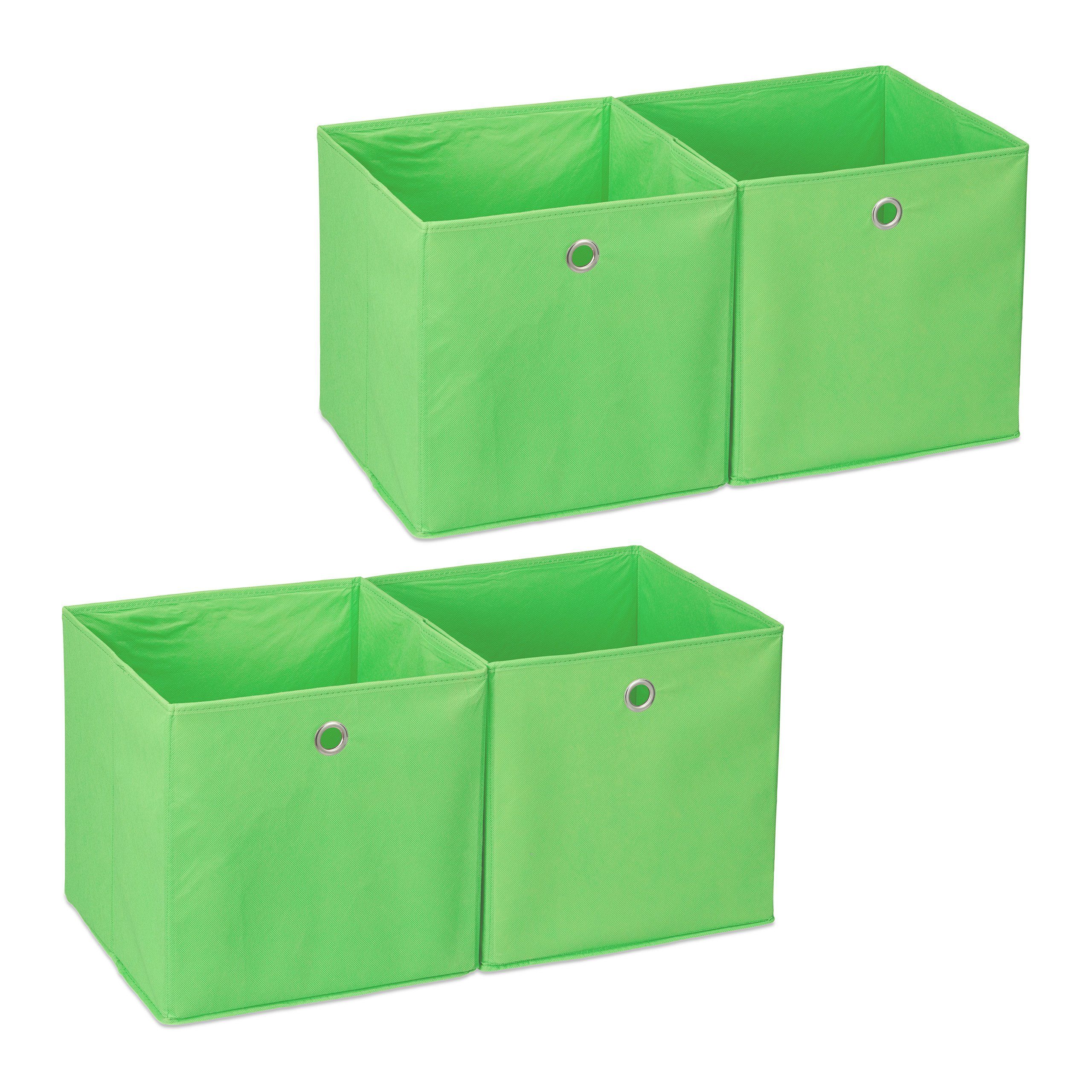 Aufbewahrungsbox 4 x Aufbewahrungsbox Stoff grün