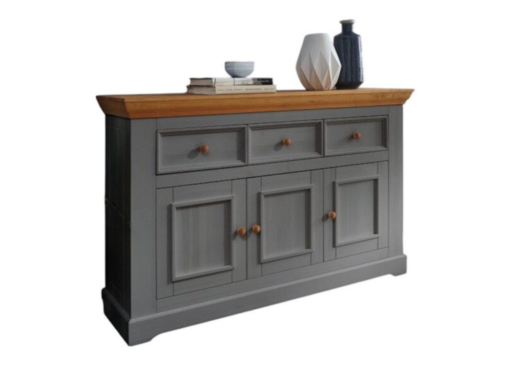 Main Möbel Sideboard 149x94cm "Zürich II" Kiefer massiv grau WZ-0133