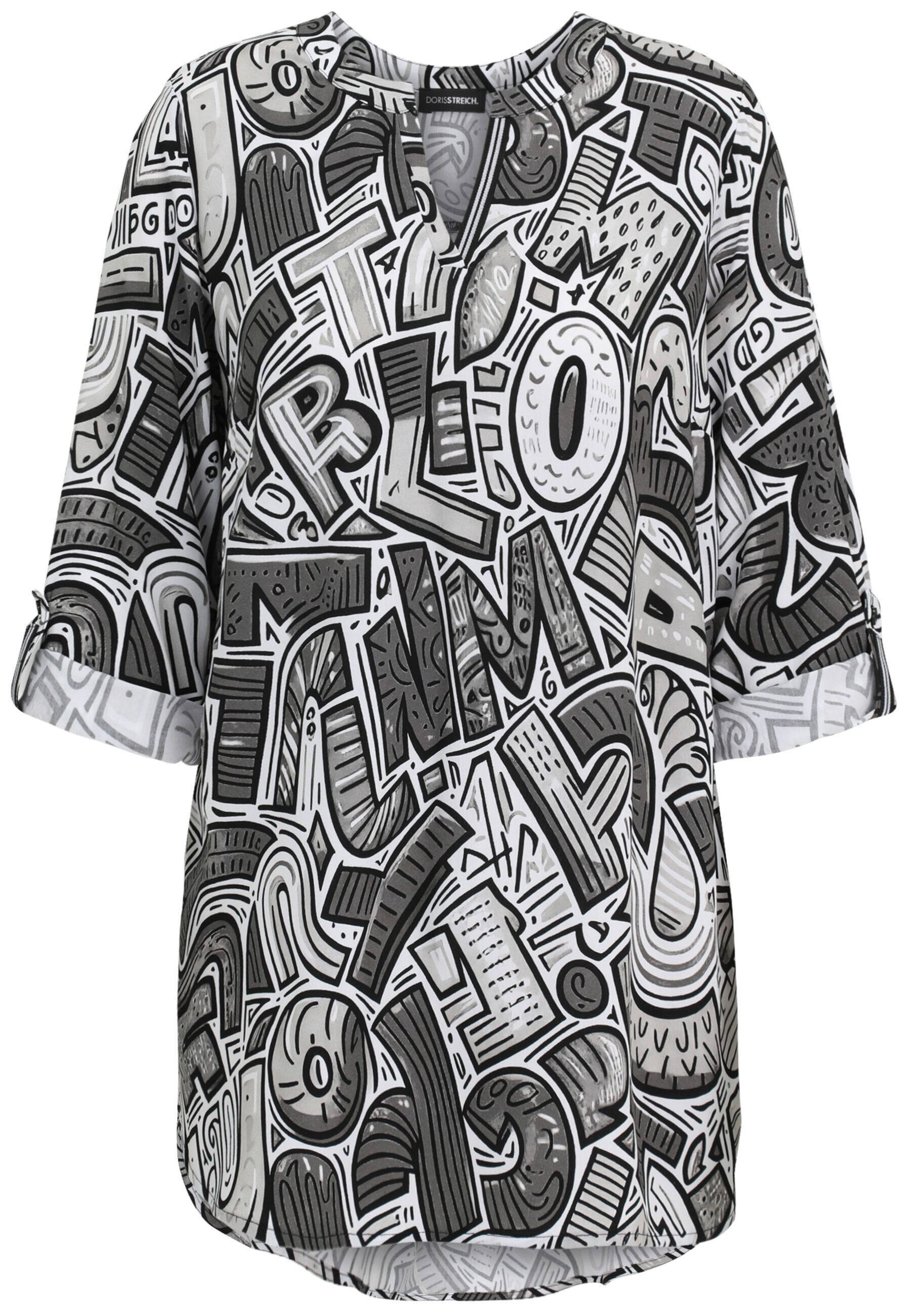 Doris Streich Klassische Bluse mit Comic-Buchstaben-Print