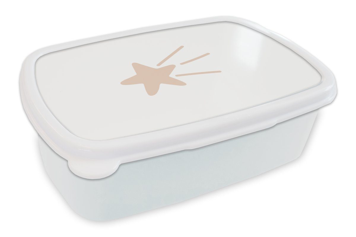 MuchoWow Lunchbox Fallender Stern - Pastell - Kinder - Rosa - Kinder, Kunststoff, (2-tlg), Brotbox für Kinder und Erwachsene, Brotdose, für Jungs und Mädchen weiß