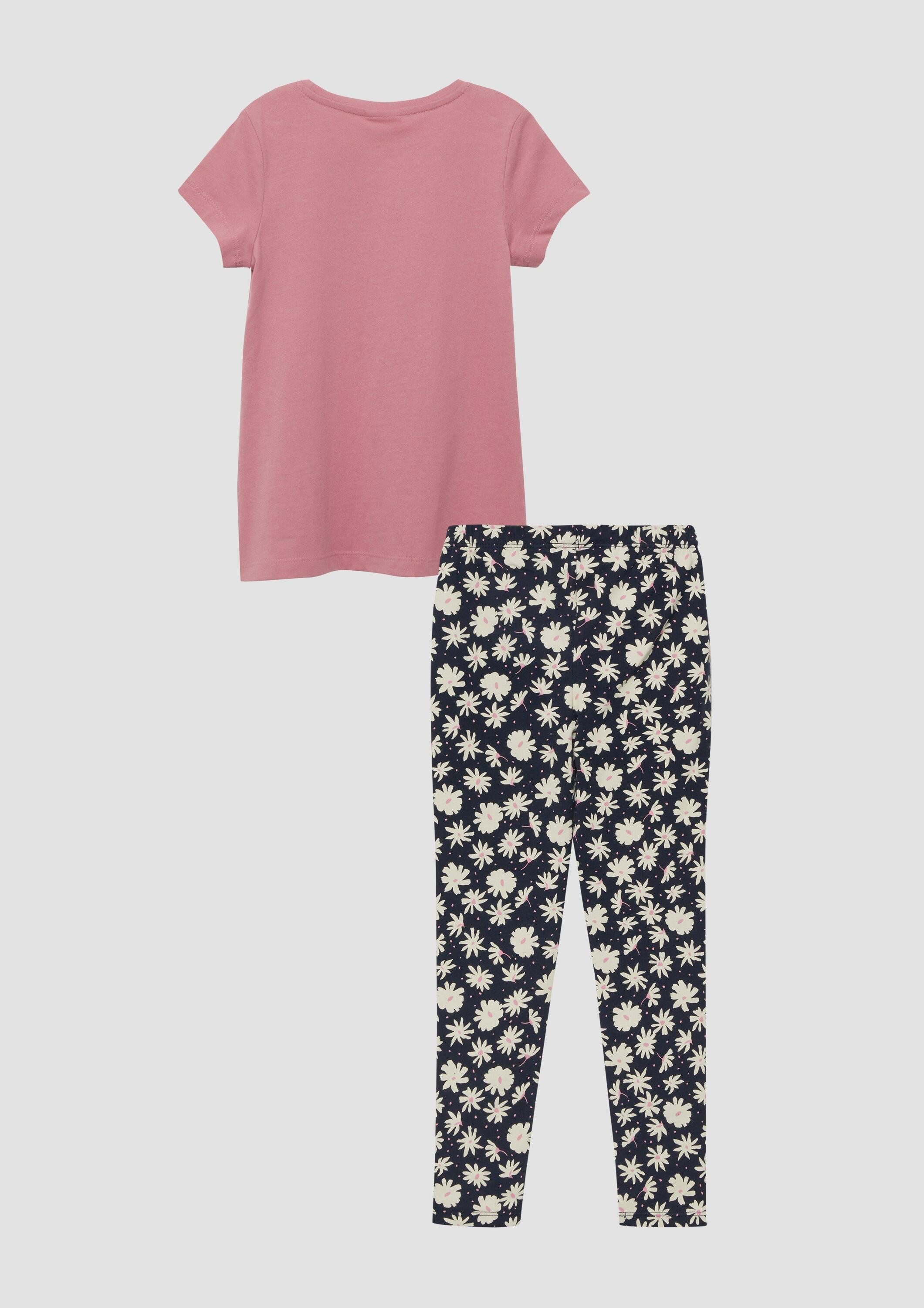 s.Oliver Kurzarmshirt T-Shirt Set aus T-Shirt im A-Shape und Leggings mit All-over-Print