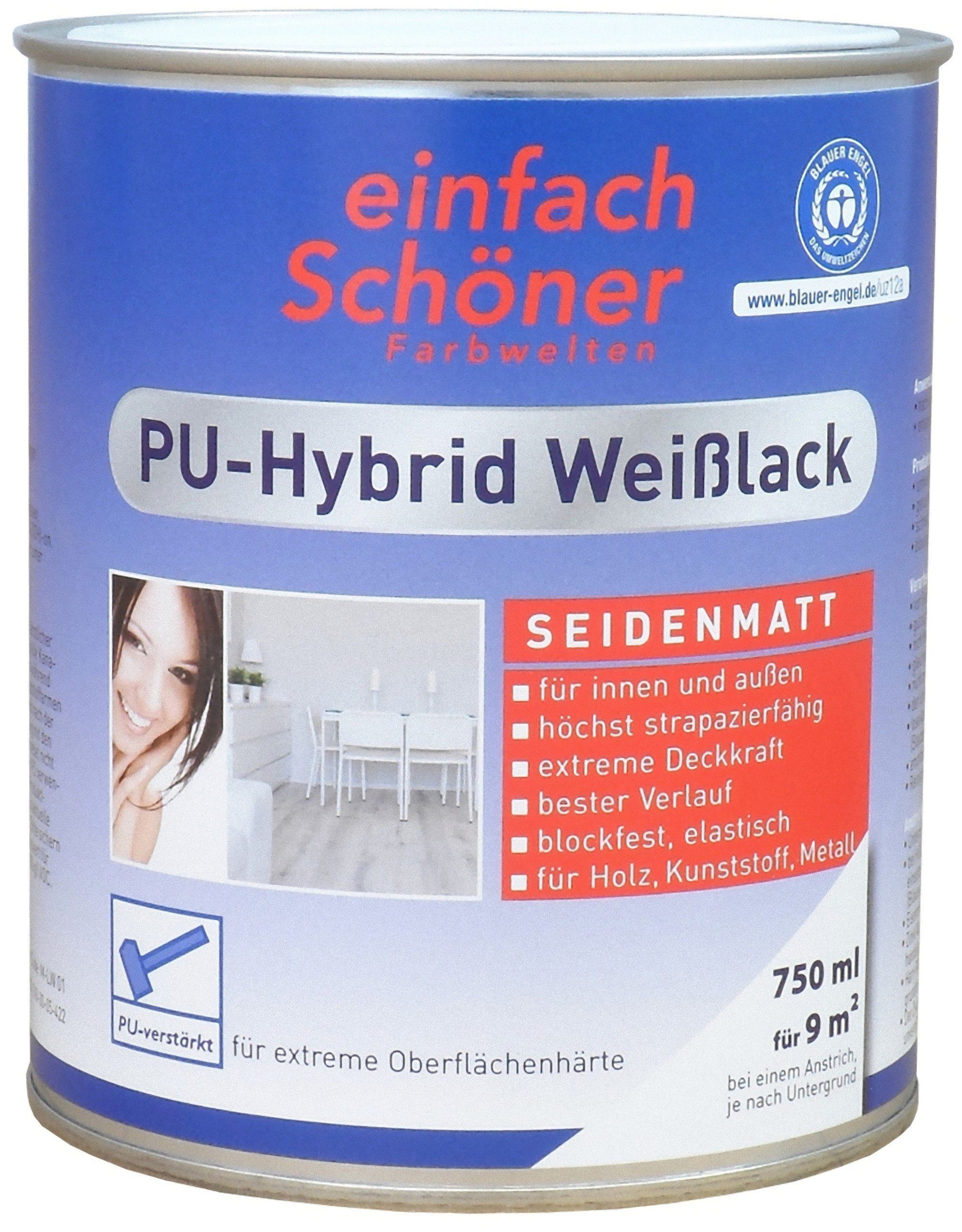 Wilckens Farben einfach Schöner Farbwelten Lack, PU-Hybrid Weißlack seidenmatt Weiß 0,75 L Weiß seidenmatt