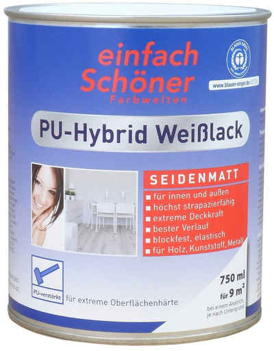 einfach Schöner Farbwelten Lack, PU-Hybrid Weißlack seidenmatt Weiß 0,75 L