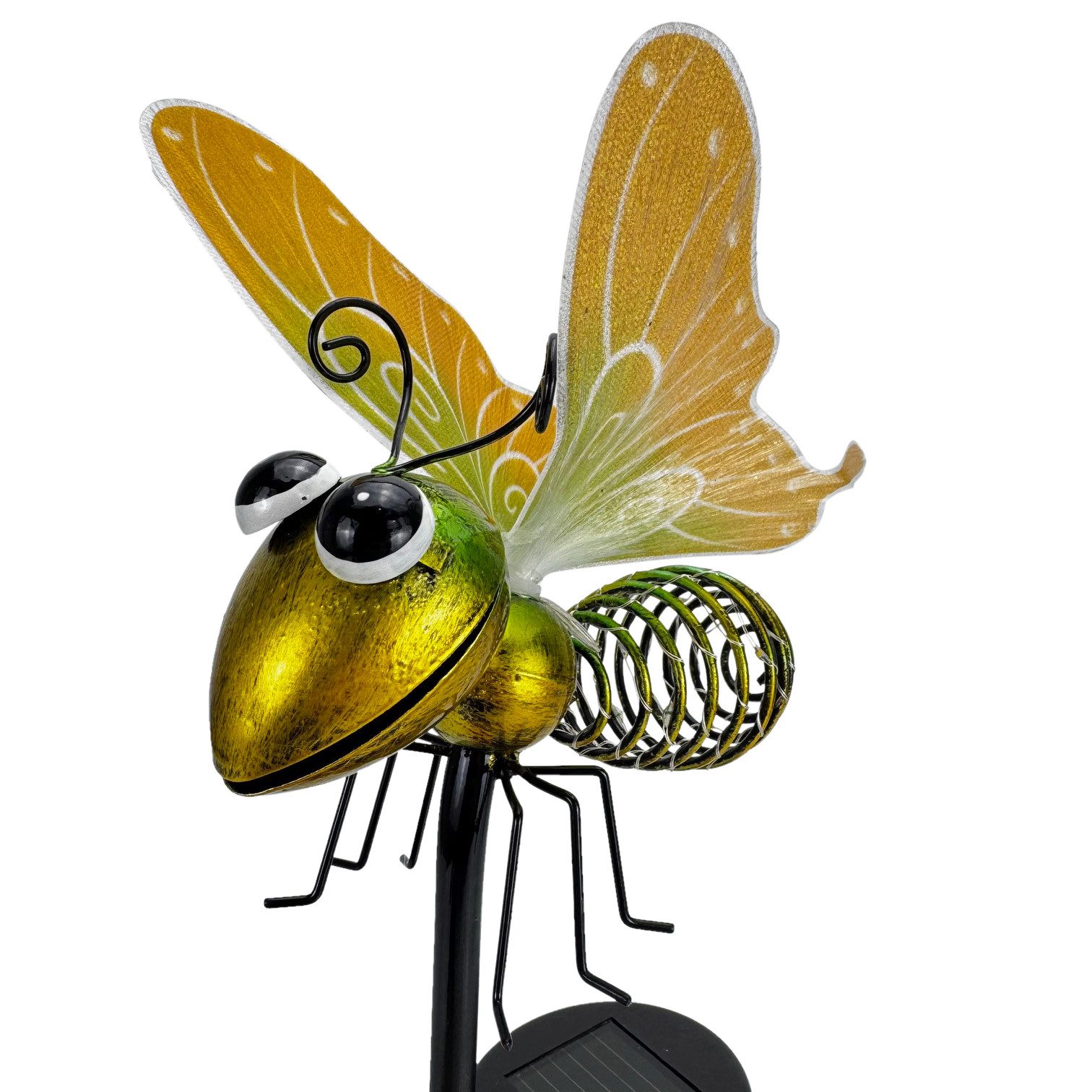 Online-Fuchs Gartenstecker - LED-Solarleuchte Schmetterling mit Lichterkette für außen (12 warmweiße LEDs, Deko Gartenfiguren) aus Metall gefertigt - ca. 93 cm groß - Gartendeko