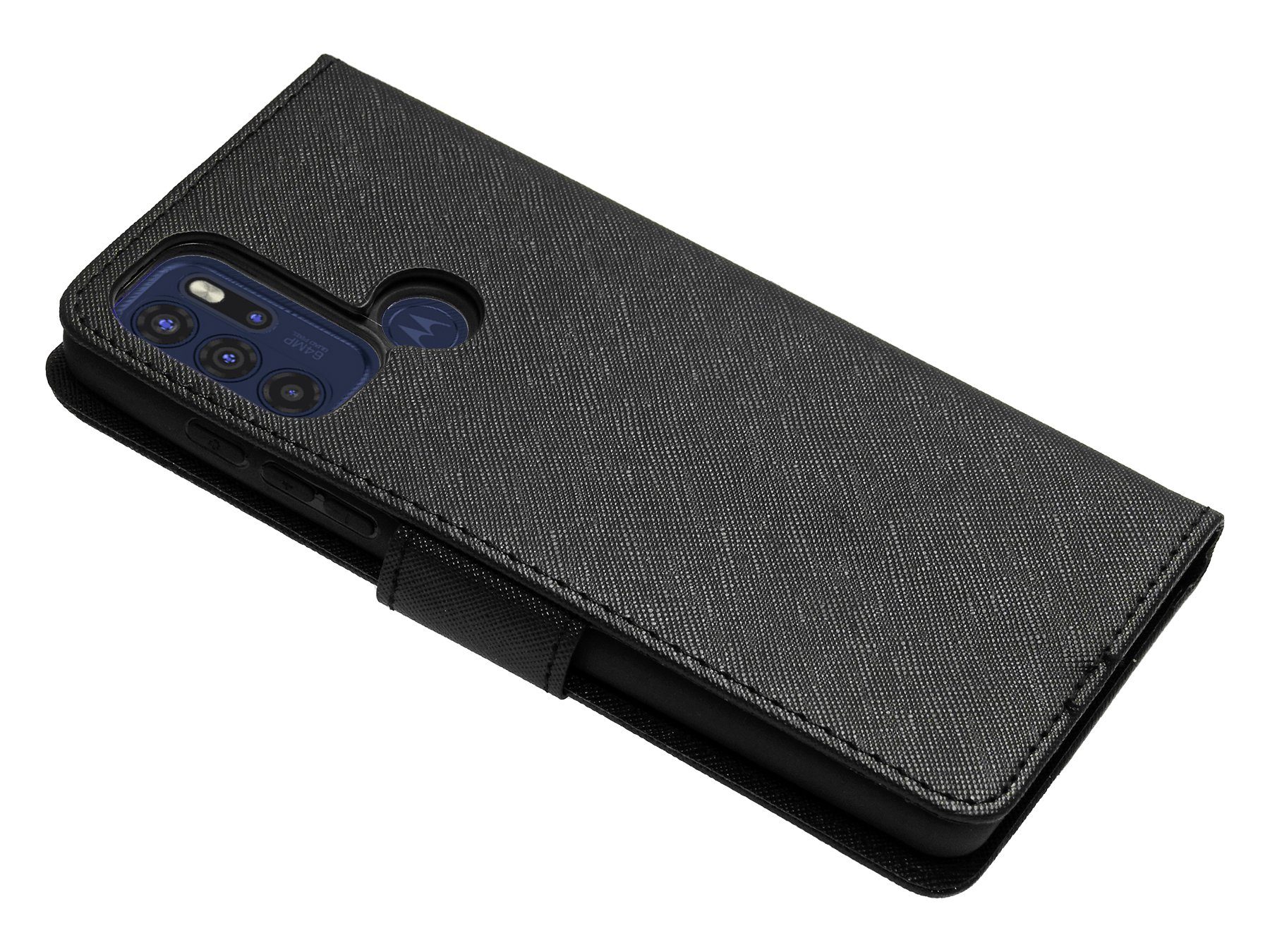 cofi1453 Handyhülle Buch Tasche für Motorola Moto G60s Schwarz 6,8 Zoll, Kunstleder Schutzhülle Handy Wallet Case Cover mit Kartenfächern, Stan