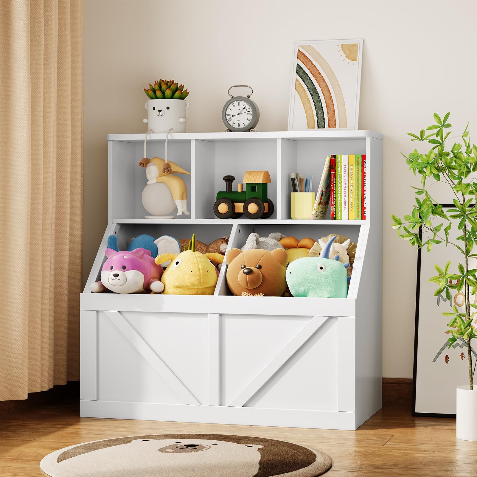 GarveeMore Kinderregal Bücherregal Kinder Spielzeugregal 90x42x92cm günstig online kaufen