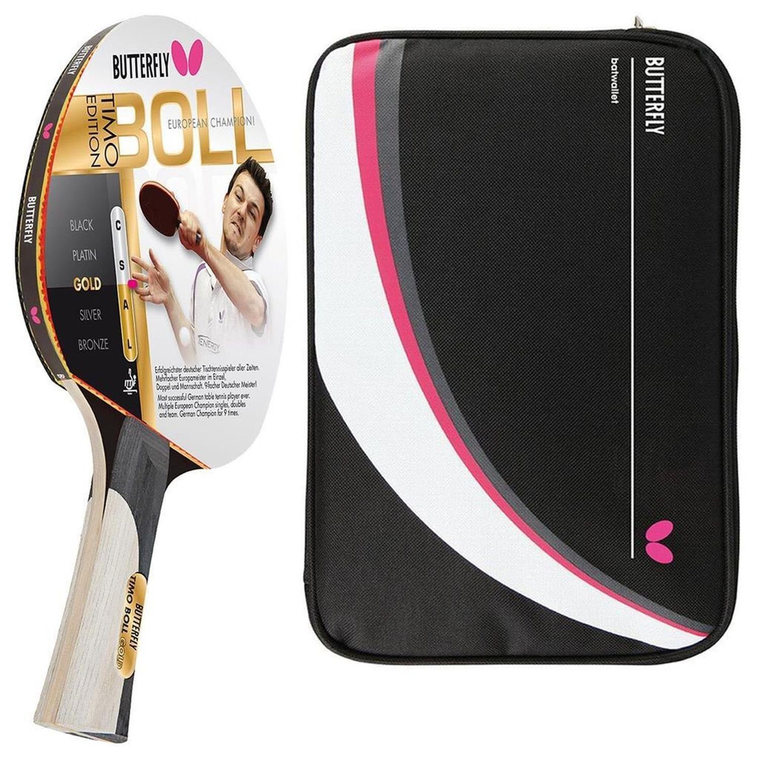 Tischtennisschläger 1x Timo Boll Gold 85020 + Drive Case 2
