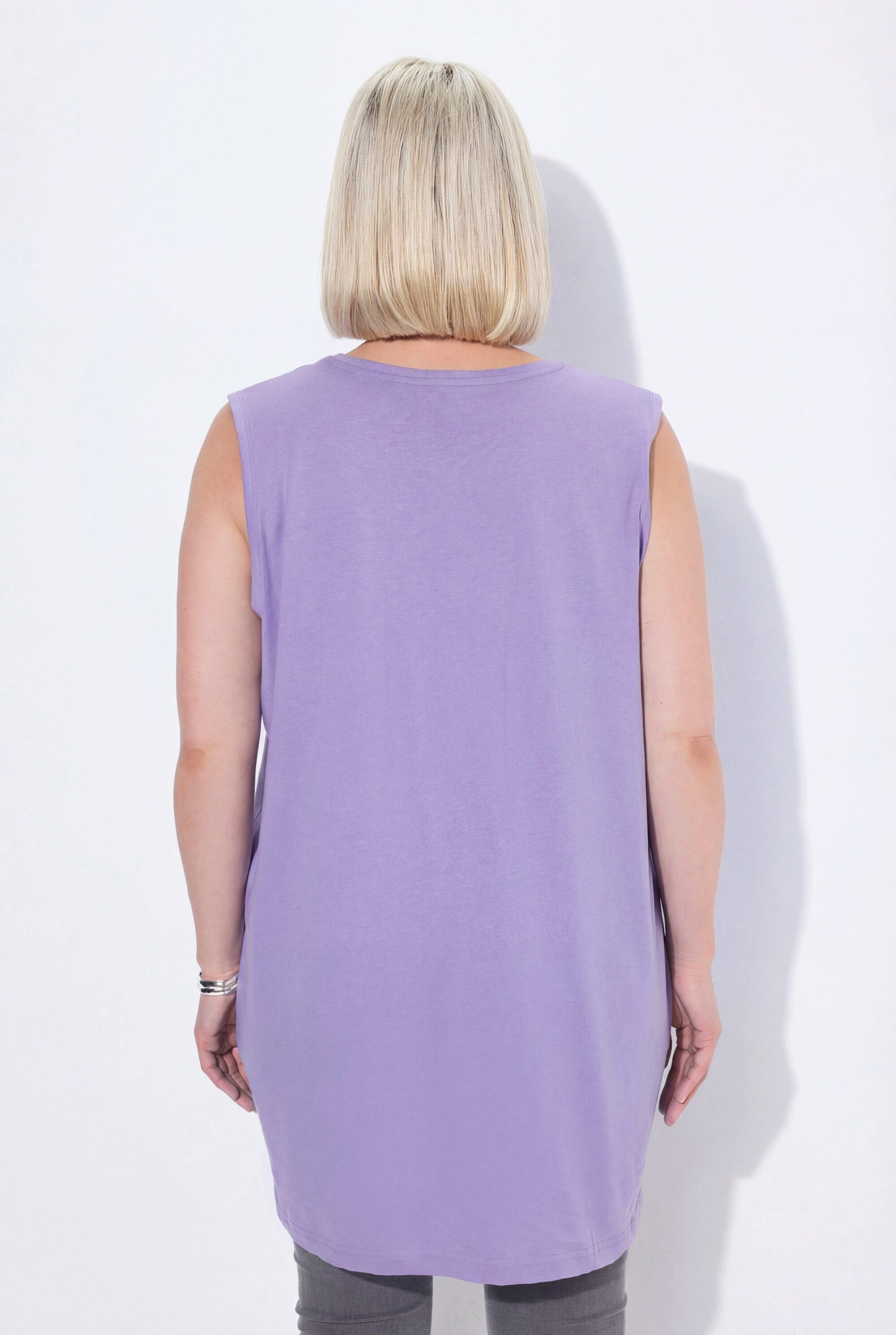 Ulla Popken Longtop Top V-Ausschnitt Relaxed ärmellos Baumwolle