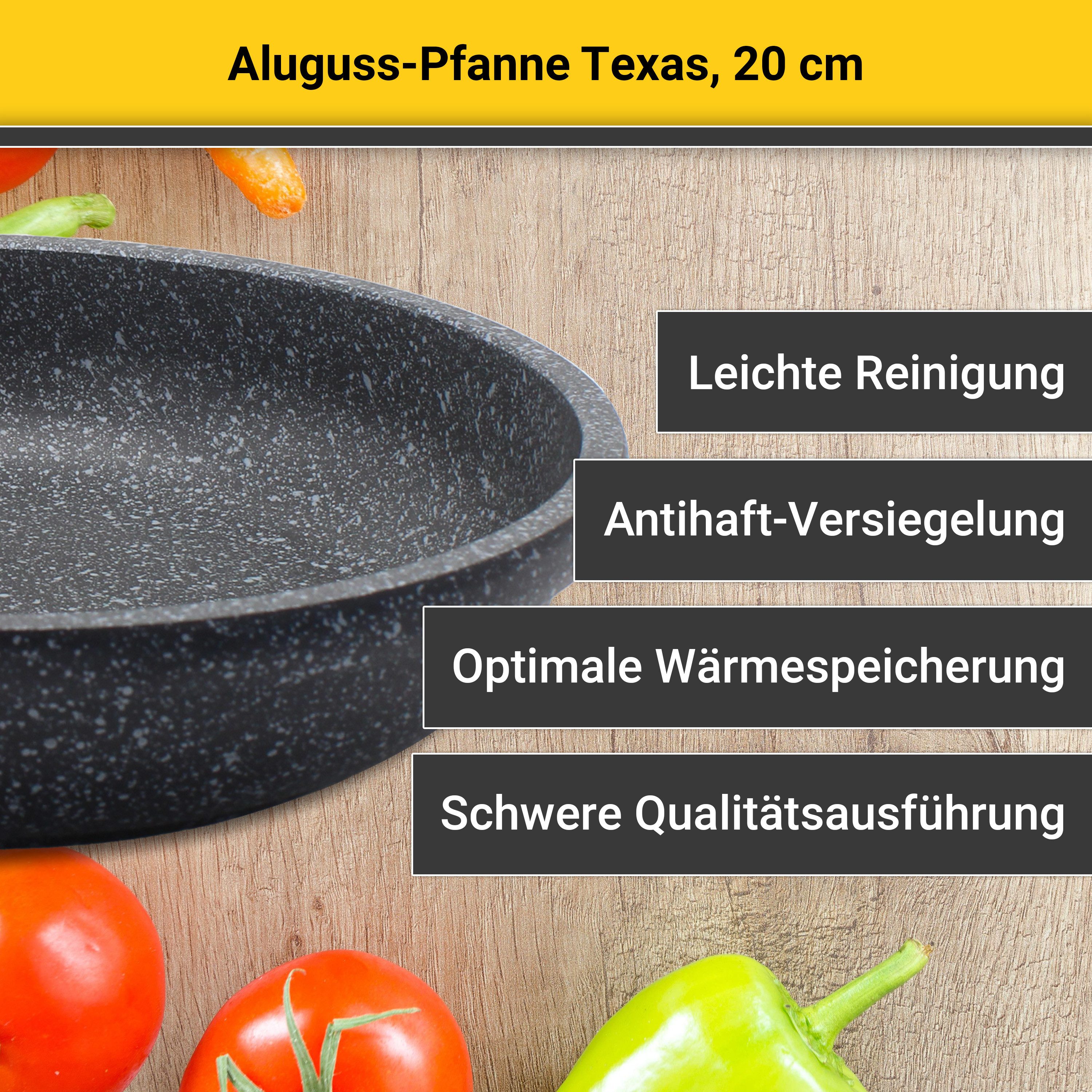 Krüger Bratpfanne Aluguss Pfanne flach Texas, Aluminiumguss (1-tlg), für Induktions-Kochfelder geeignet