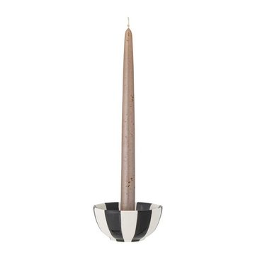 Bloomingville Kerzenständer Eja, 9x4,5cm in Schwarz/Weiß aus Steingut Kerzenhalter für eine Stabkerze