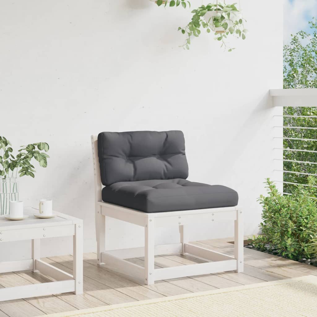vidaXL Loungesofa Gartensofa mit Kissen Weiß günstig online kaufen