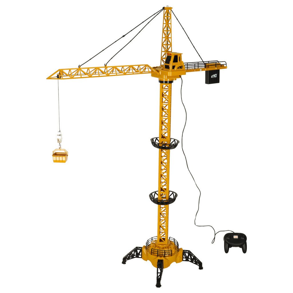 Ikonka RC-Kran Turmdrehkran Baustellenkran Spielzeugkran (Spar-Set, 1-tlg., bis 128 cm hoch), 128 cm hoch, Licht & Sound, 4 Steuerfunktionen